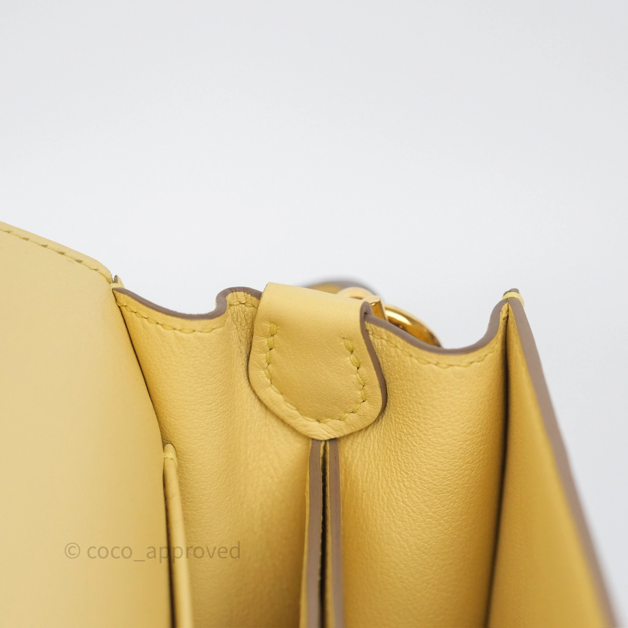 Herms Roulis Mini 18 Jaune Poussin 1Z Swift Gold Hardware