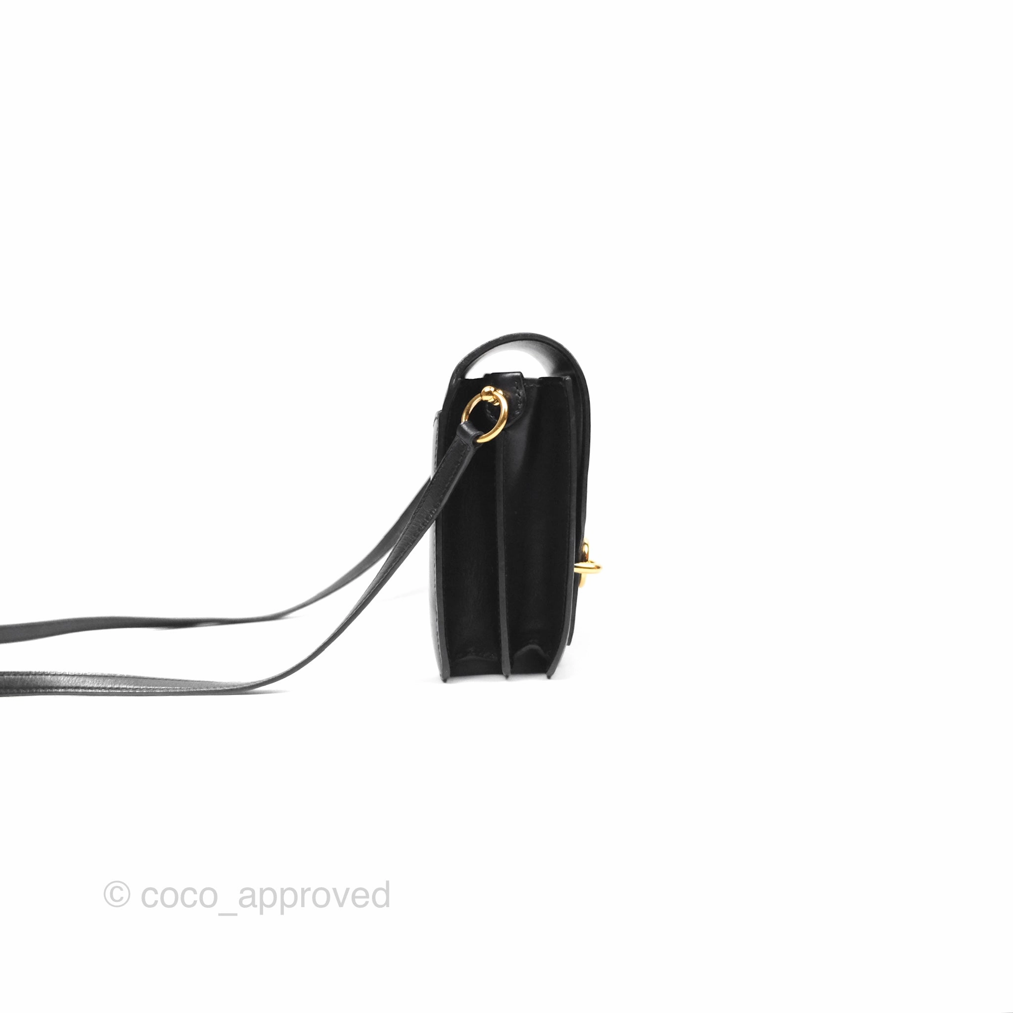 Herms Roulis Mini 18 Noir 89 Veau Evergrain Gold Hardware