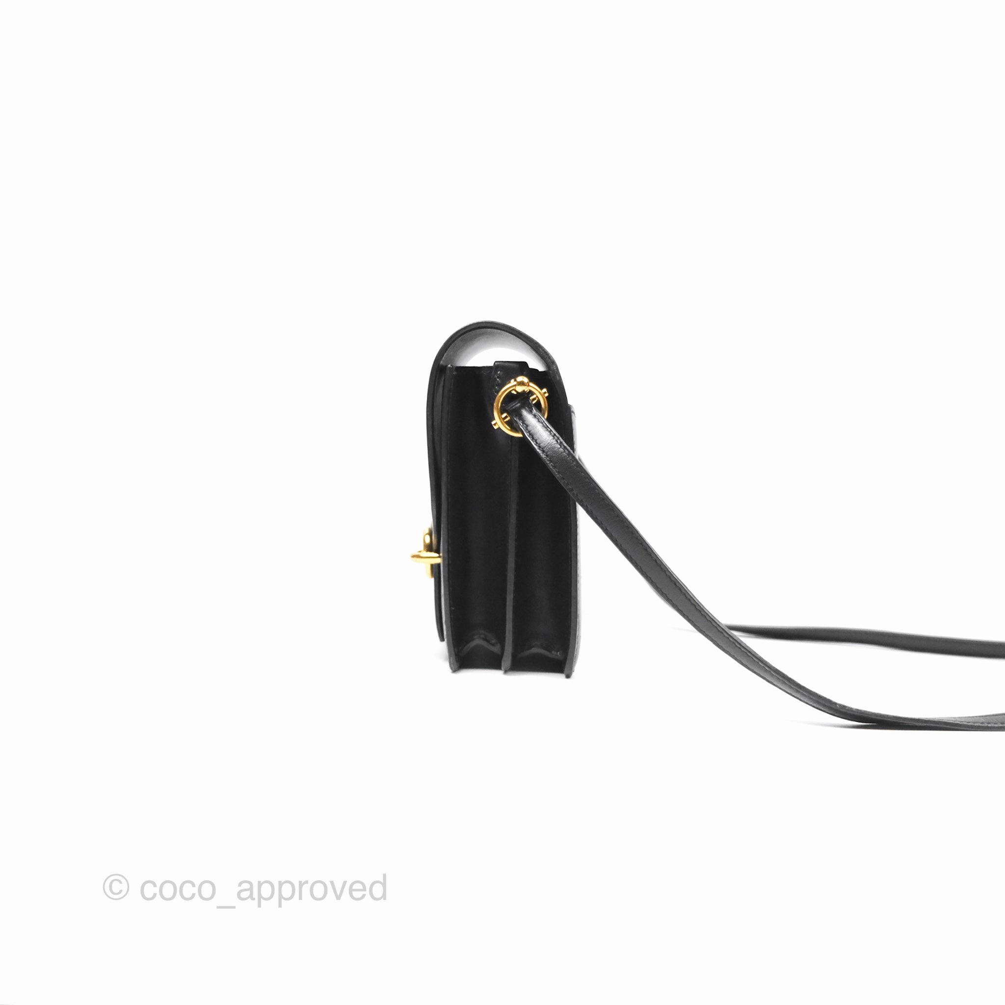 Herms Roulis Mini 18 Noir 89 Veau Evergrain Gold Hardware