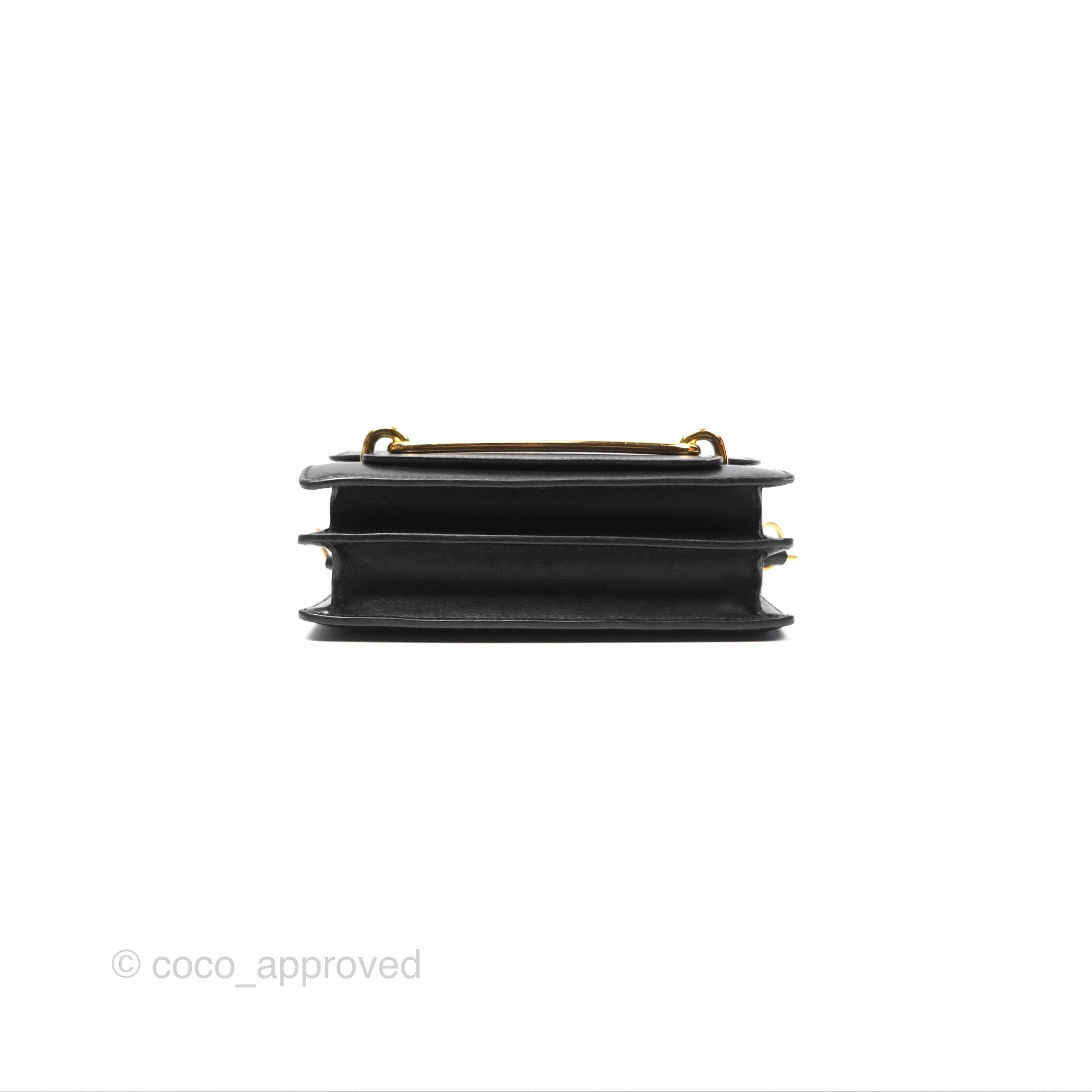 Herms Roulis Mini 18 Noir 89 Veau Evergrain Gold Hardware