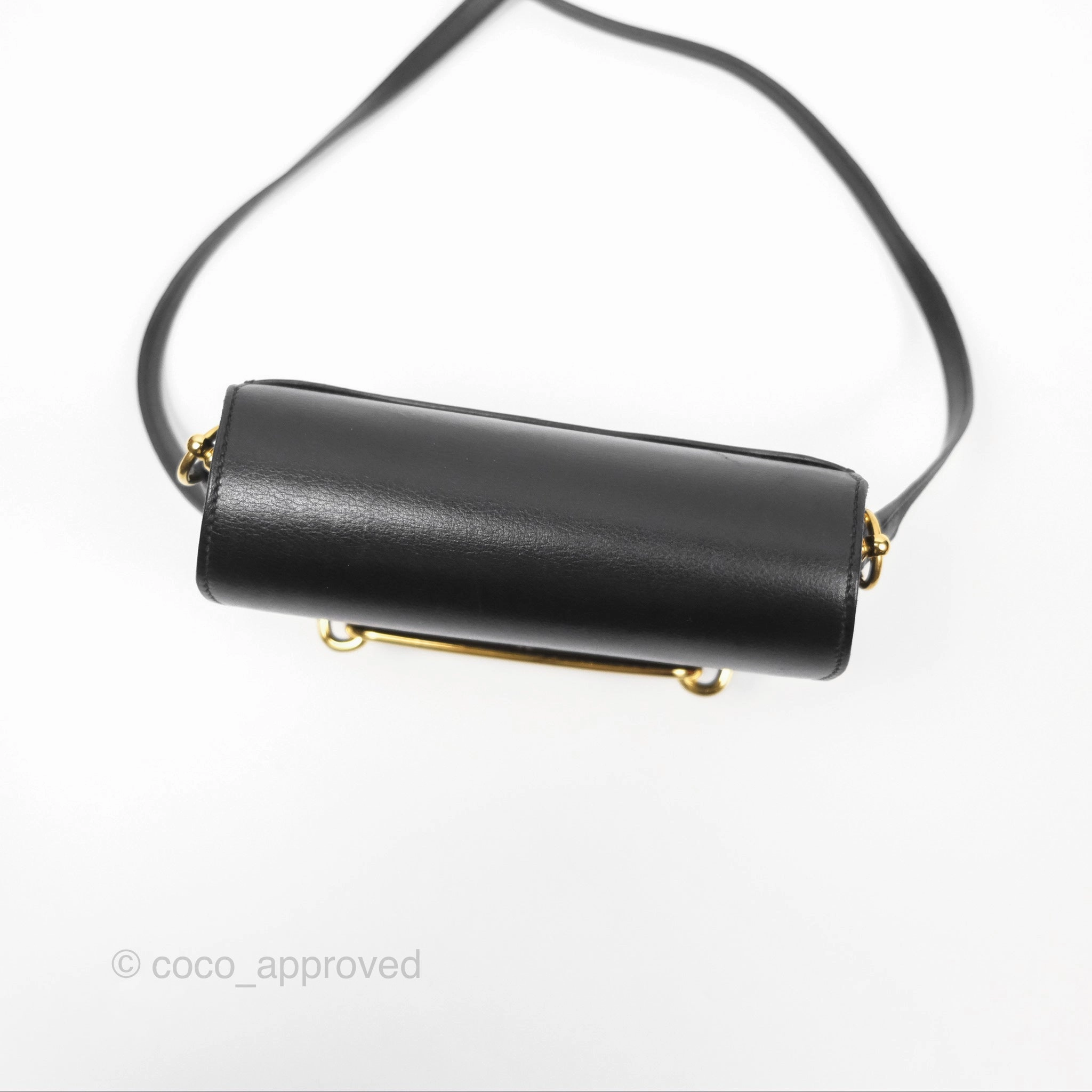 Herms Roulis Mini 18 Noir 89 Veau Evergrain Gold Hardware