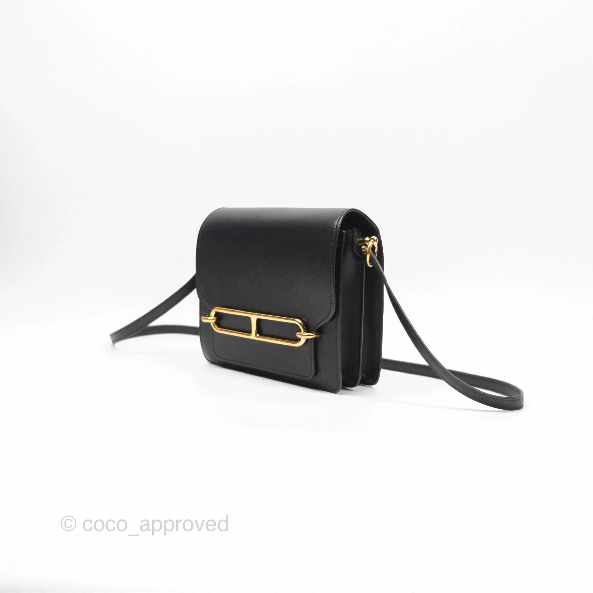 Herms Roulis Mini 18 Noir 89 Veau Evergrain Gold Hardware