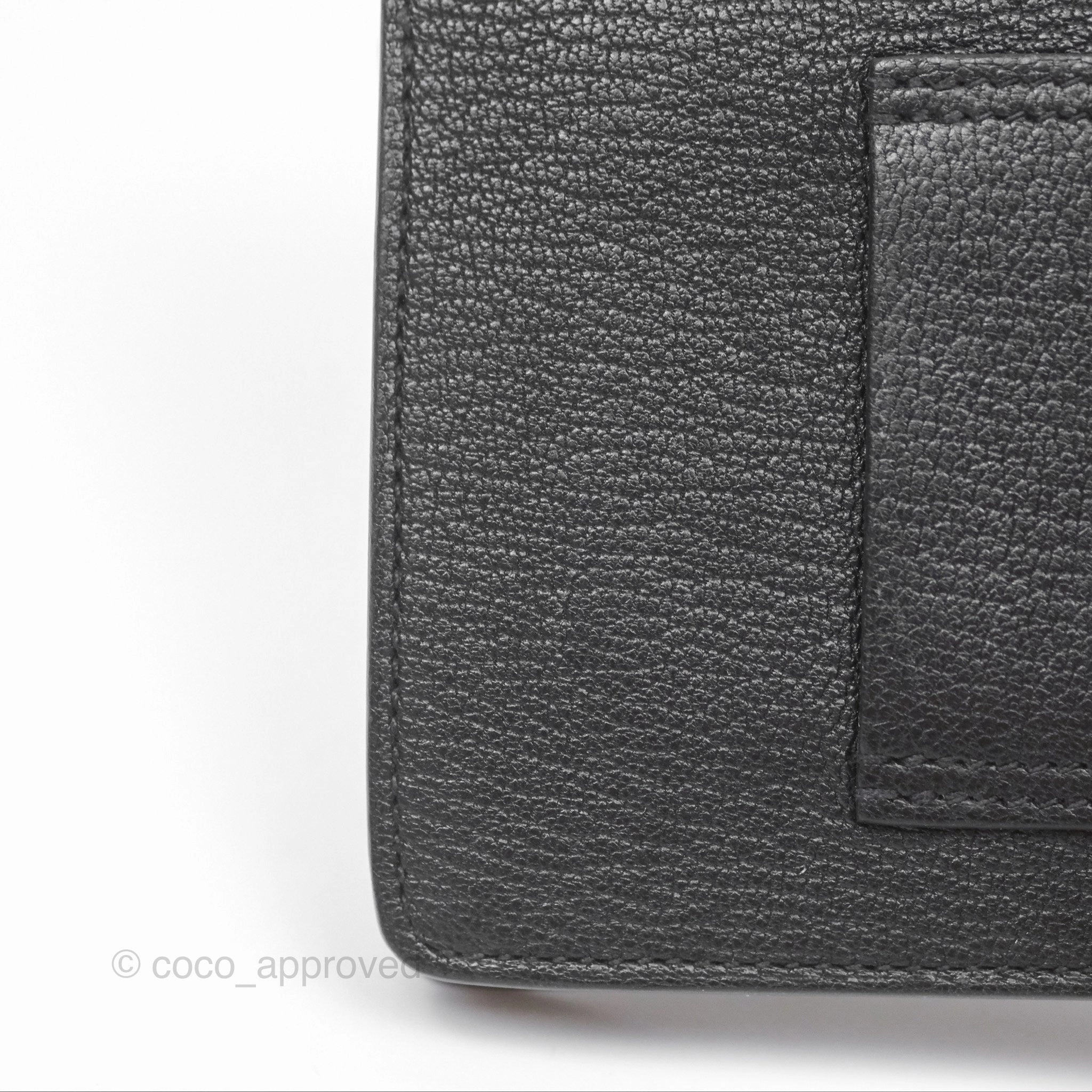 Herms Roulis Slim Wallet Black Noir 89 Chevre Mysore Gold Hardware