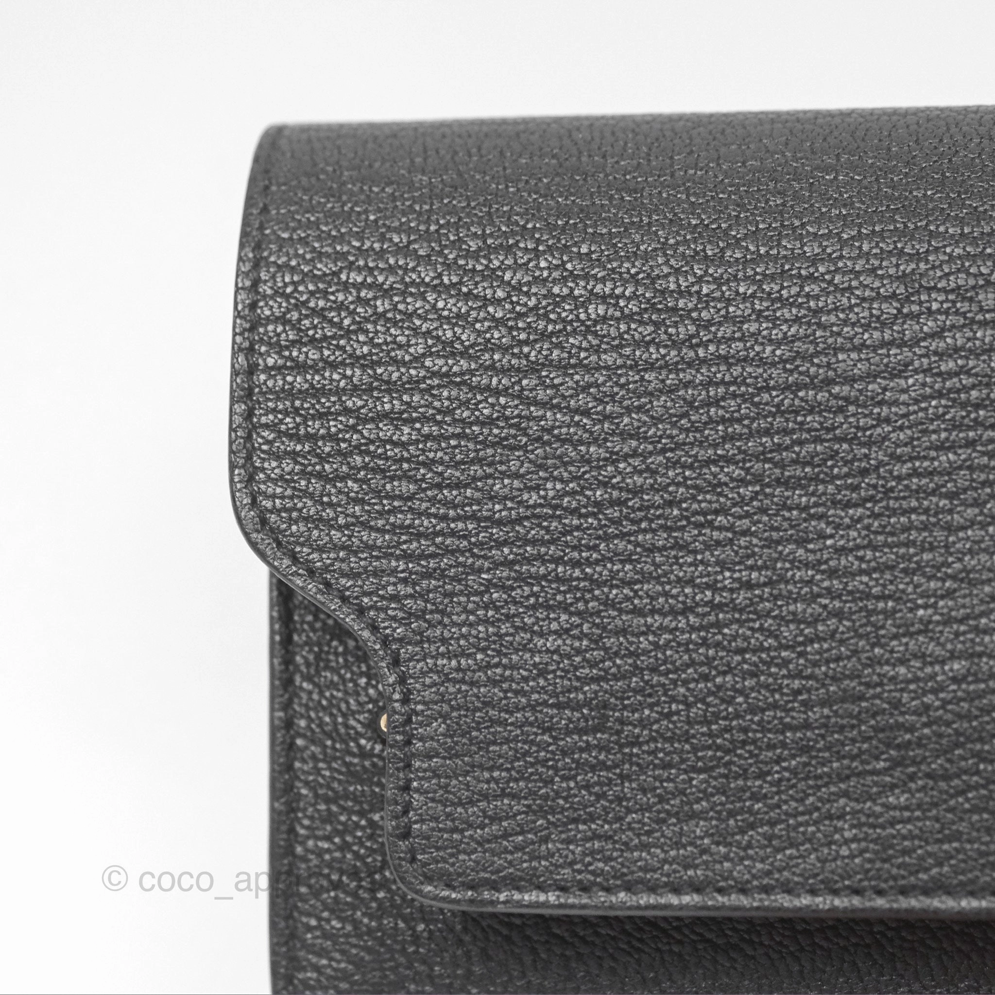 Herms Roulis Slim Wallet Black Noir 89 Chevre Mysore Gold Hardware