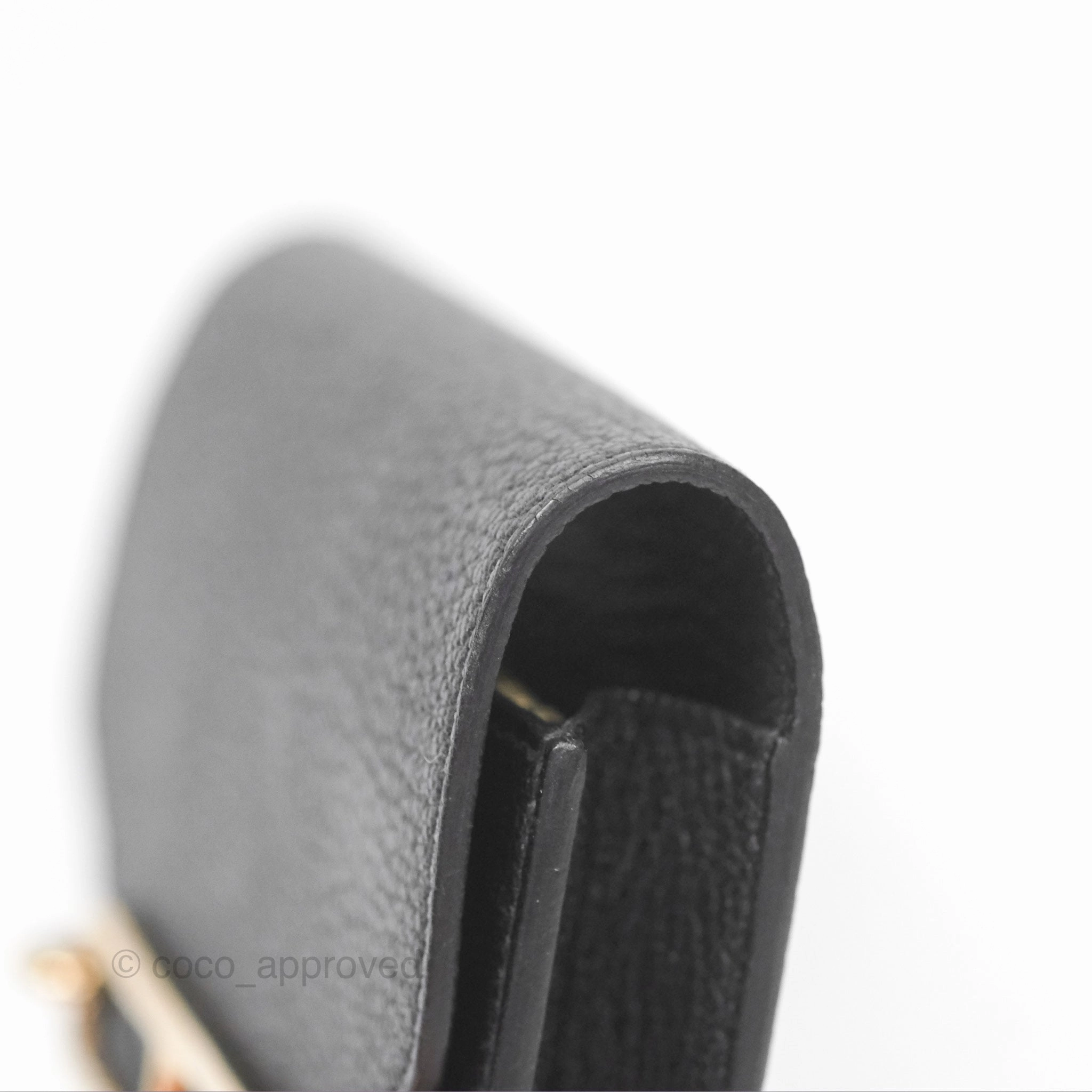 Herms Roulis Slim Wallet Black Noir 89 Chevre Mysore Gold Hardware
