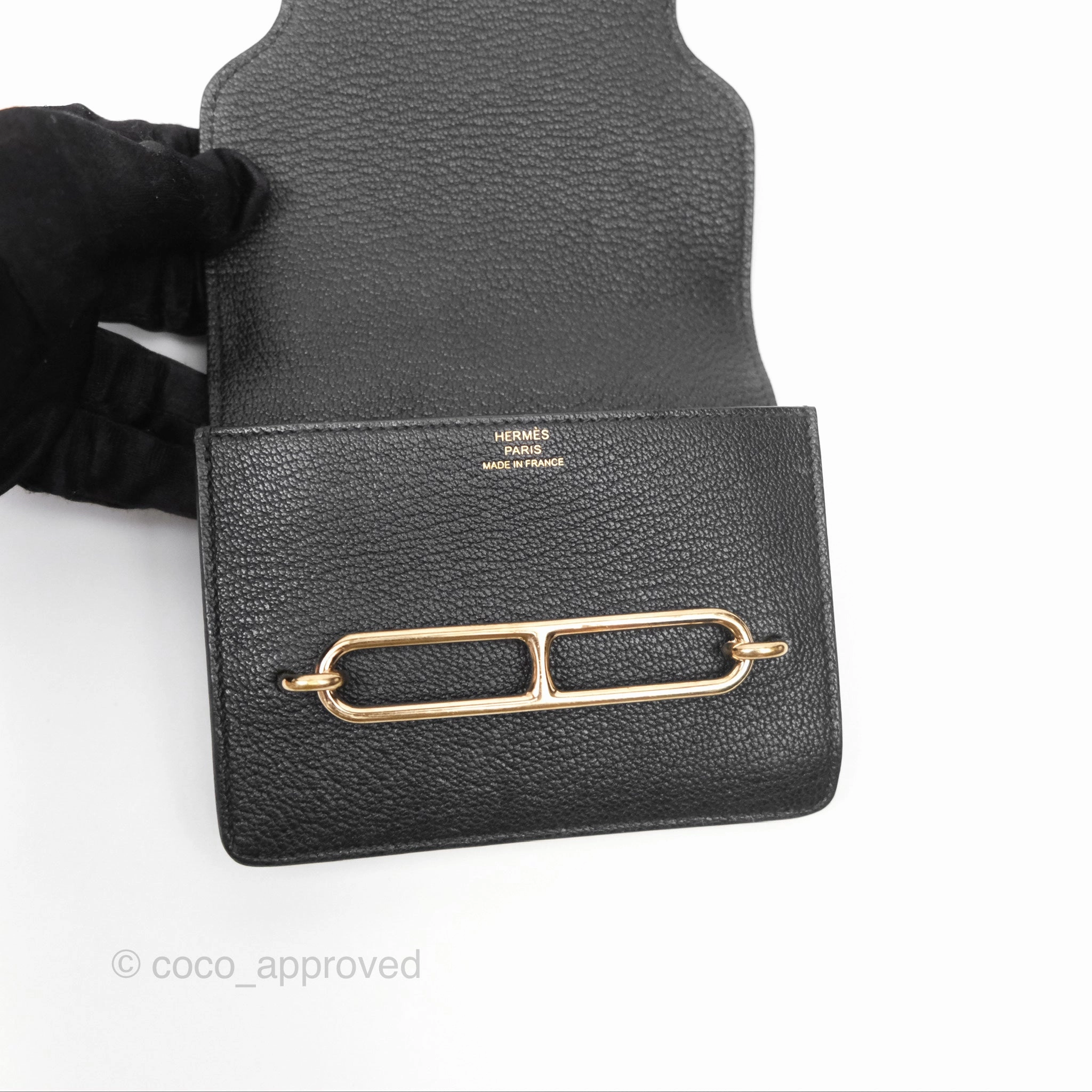 Herms Roulis Slim Wallet Black Noir 89 Chevre Mysore Gold Hardware