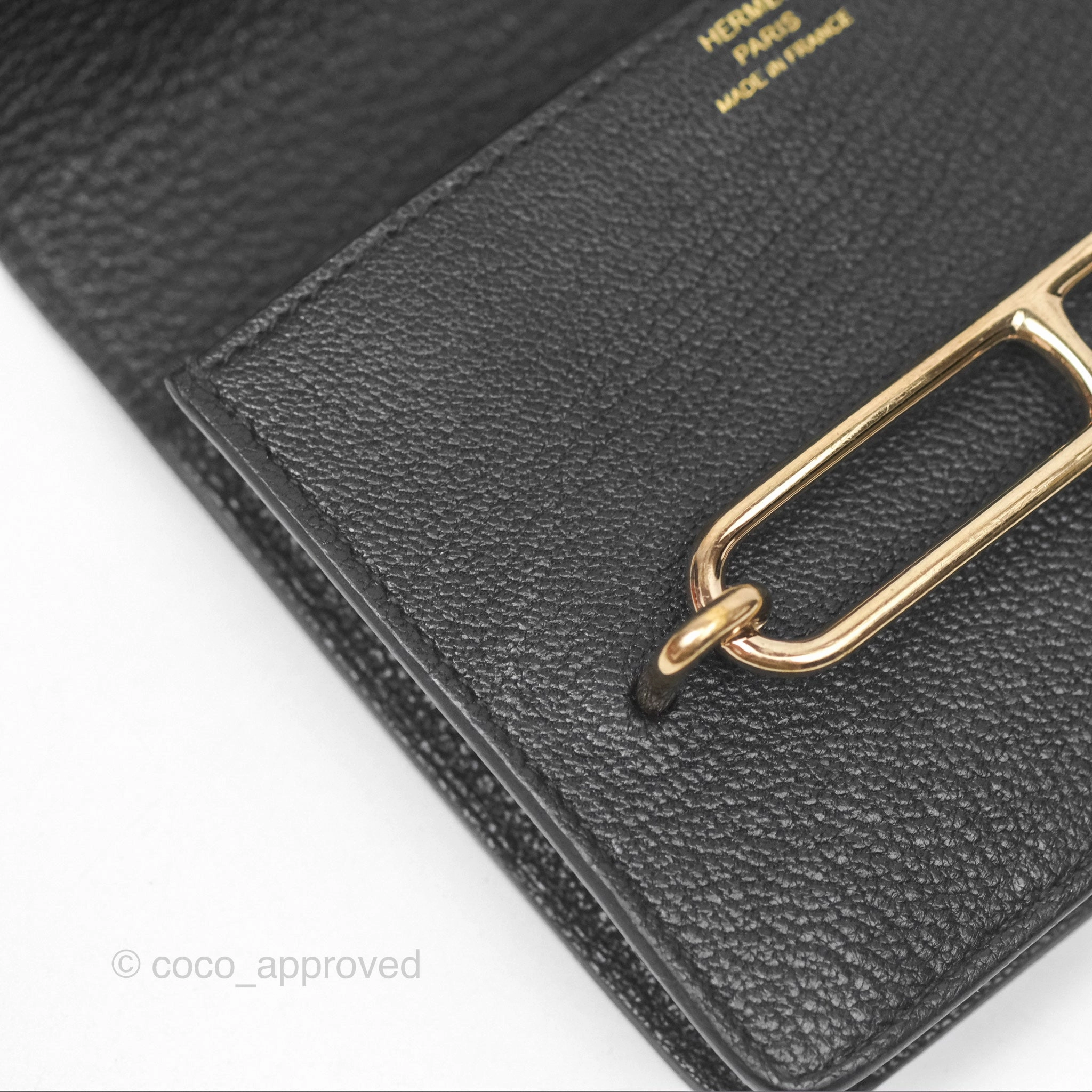 Herms Roulis Slim Wallet Black Noir 89 Chevre Mysore Gold Hardware