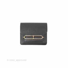 Herms Roulis Slim Wallet Black Noir 89 Chevre Mysore Gold Hardware