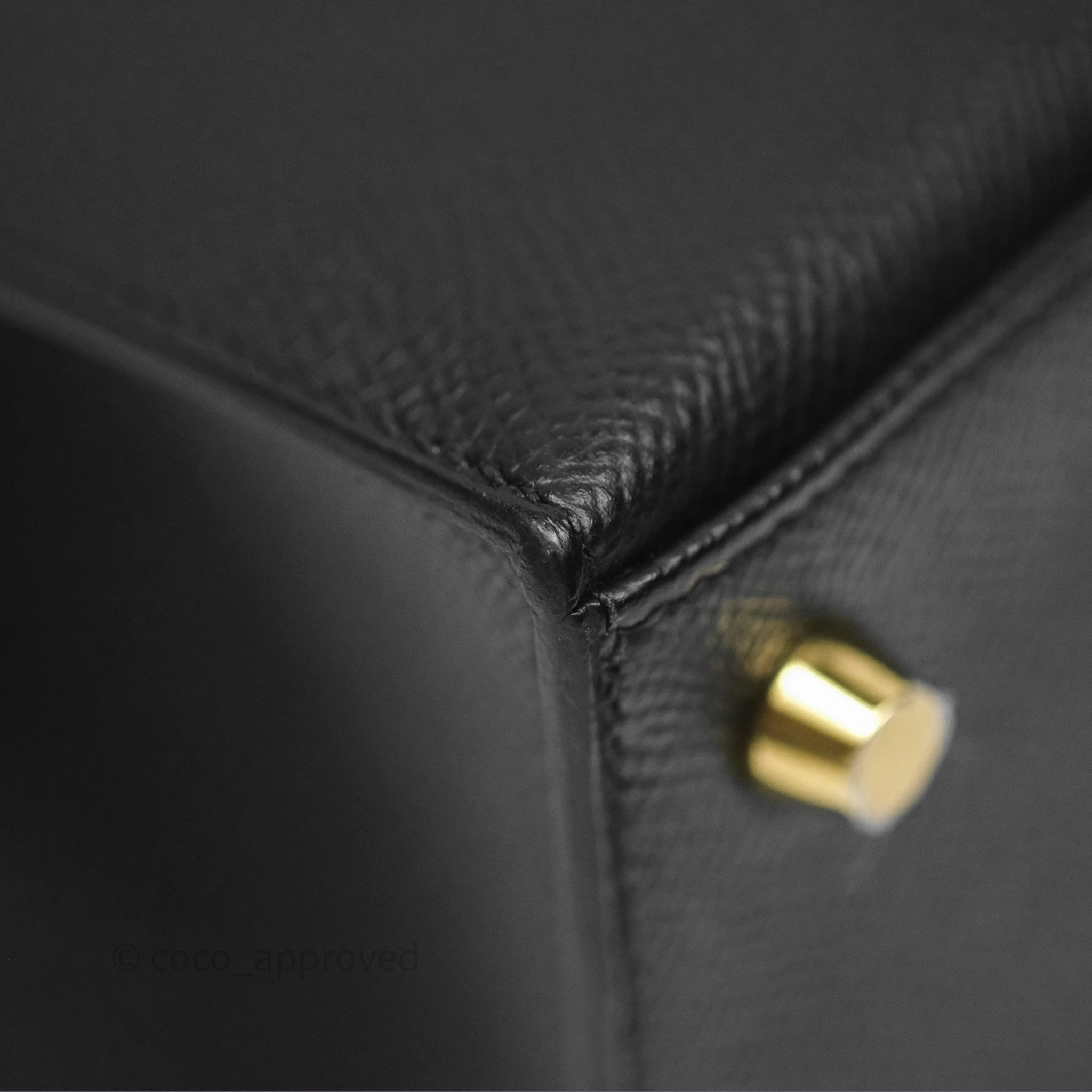 Herms Sellier Kelly 25 Black Noir 89 Epsom Gold Hardware