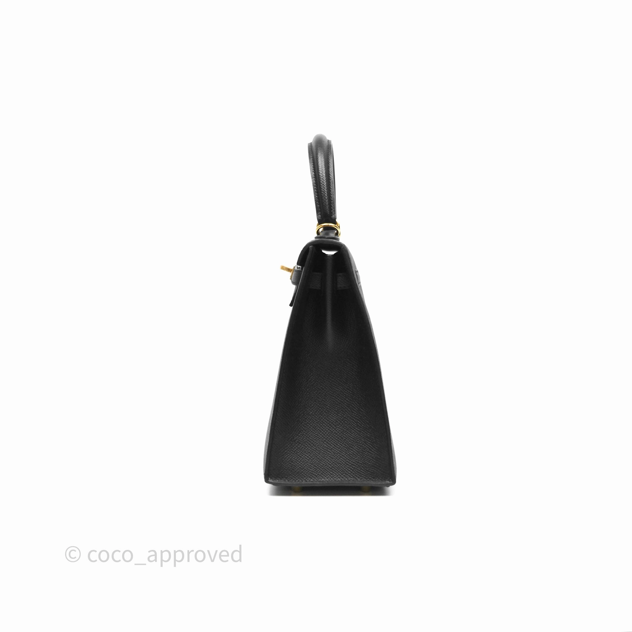 Herms Sellier Kelly 25 Black Noir 89 Epsom Gold Hardware