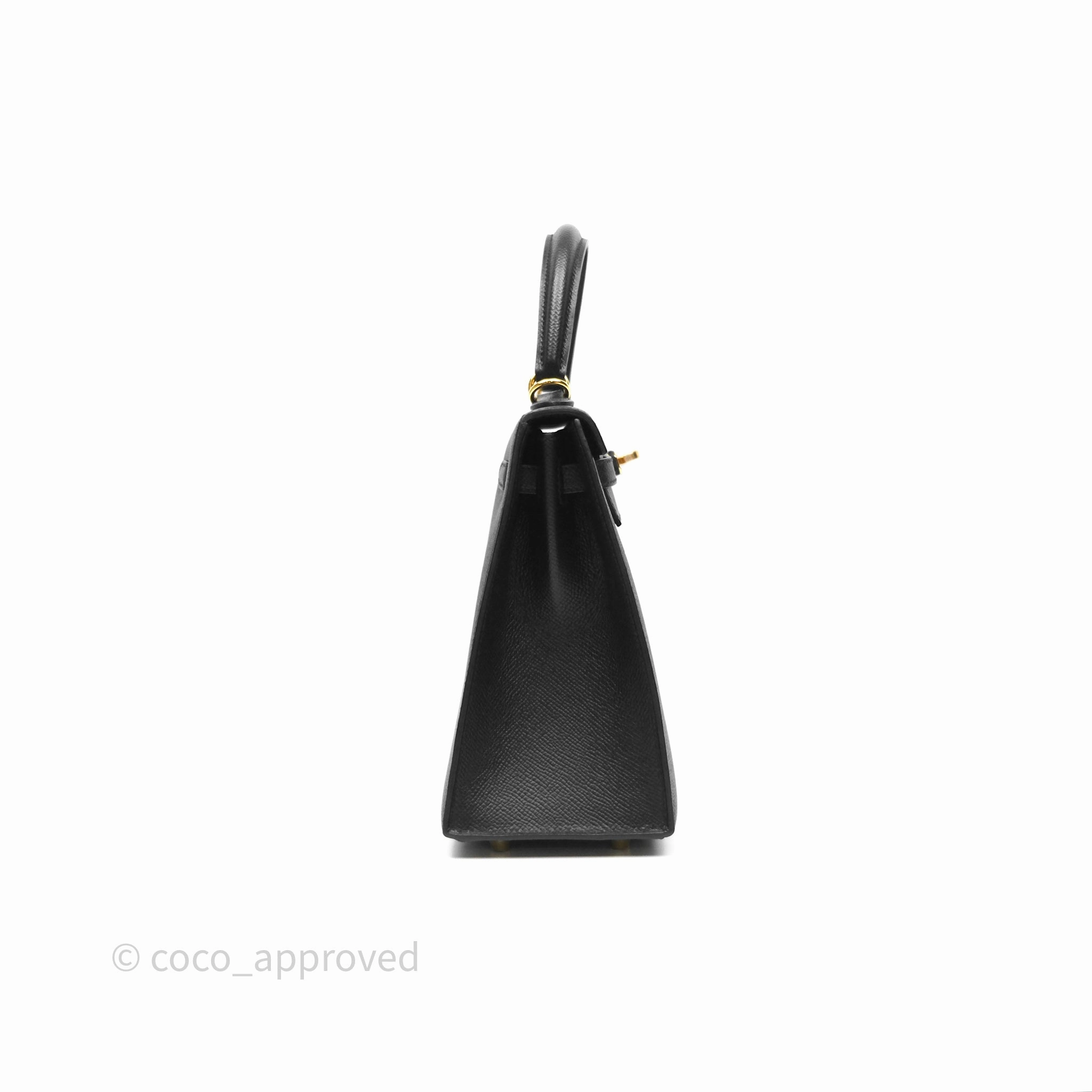 Herms Sellier Kelly 25 Black Noir 89 Epsom Gold Hardware