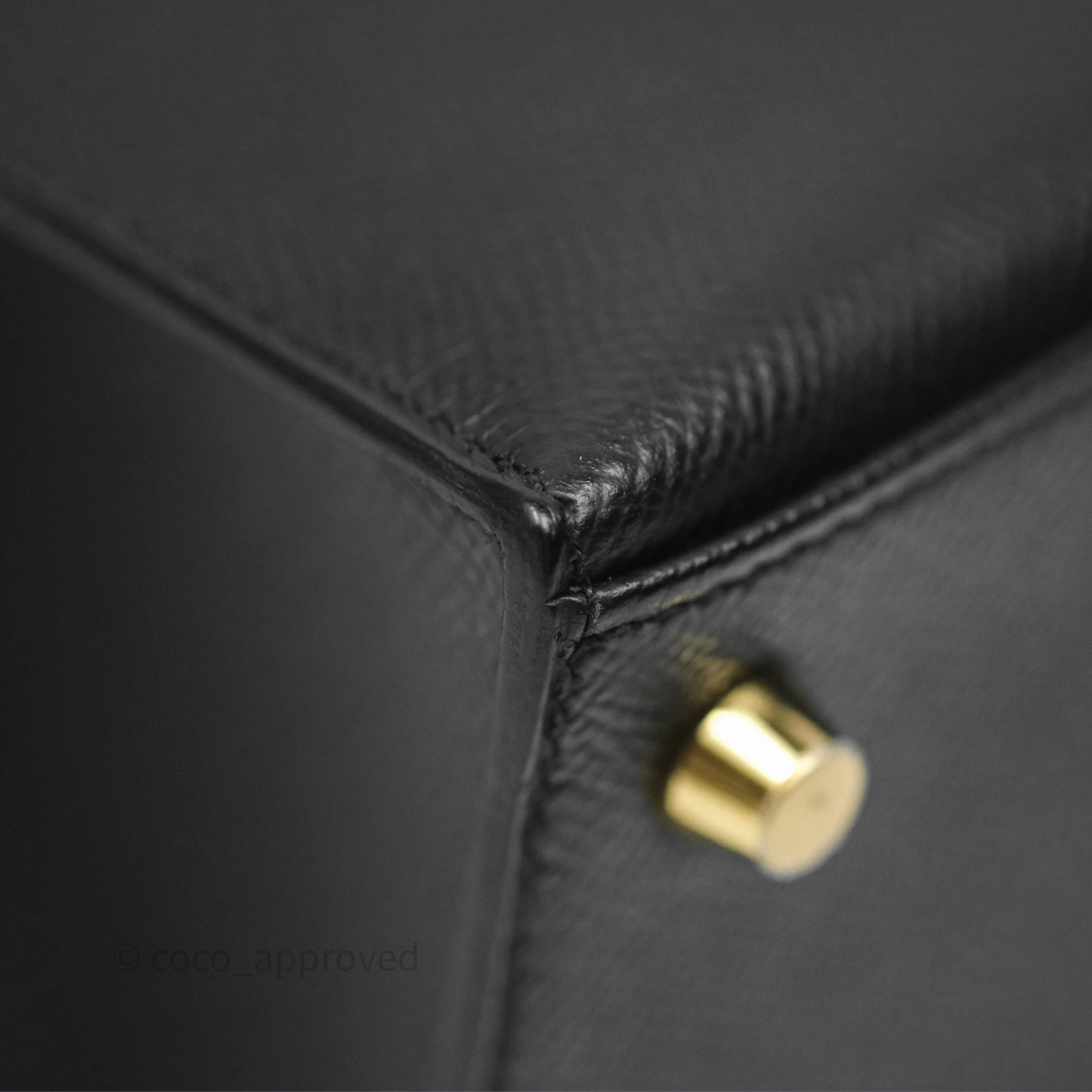 Herms Sellier Kelly 25 Black Noir 89 Epsom Gold Hardware