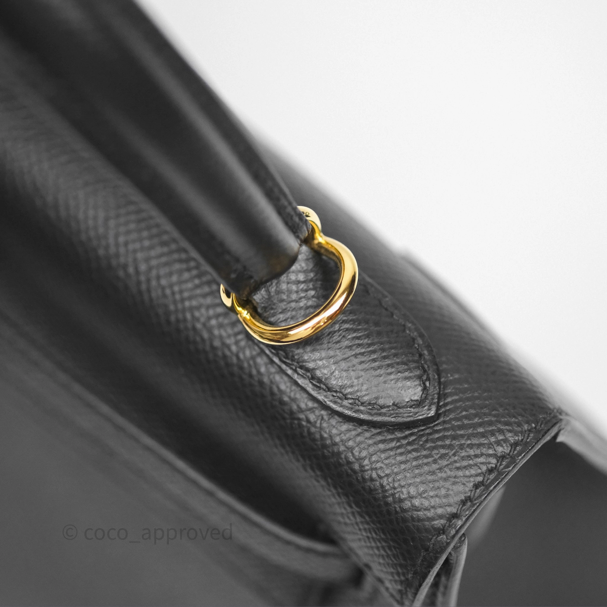 Herms Sellier Kelly 25 Black Noir 89 Epsom Gold Hardware