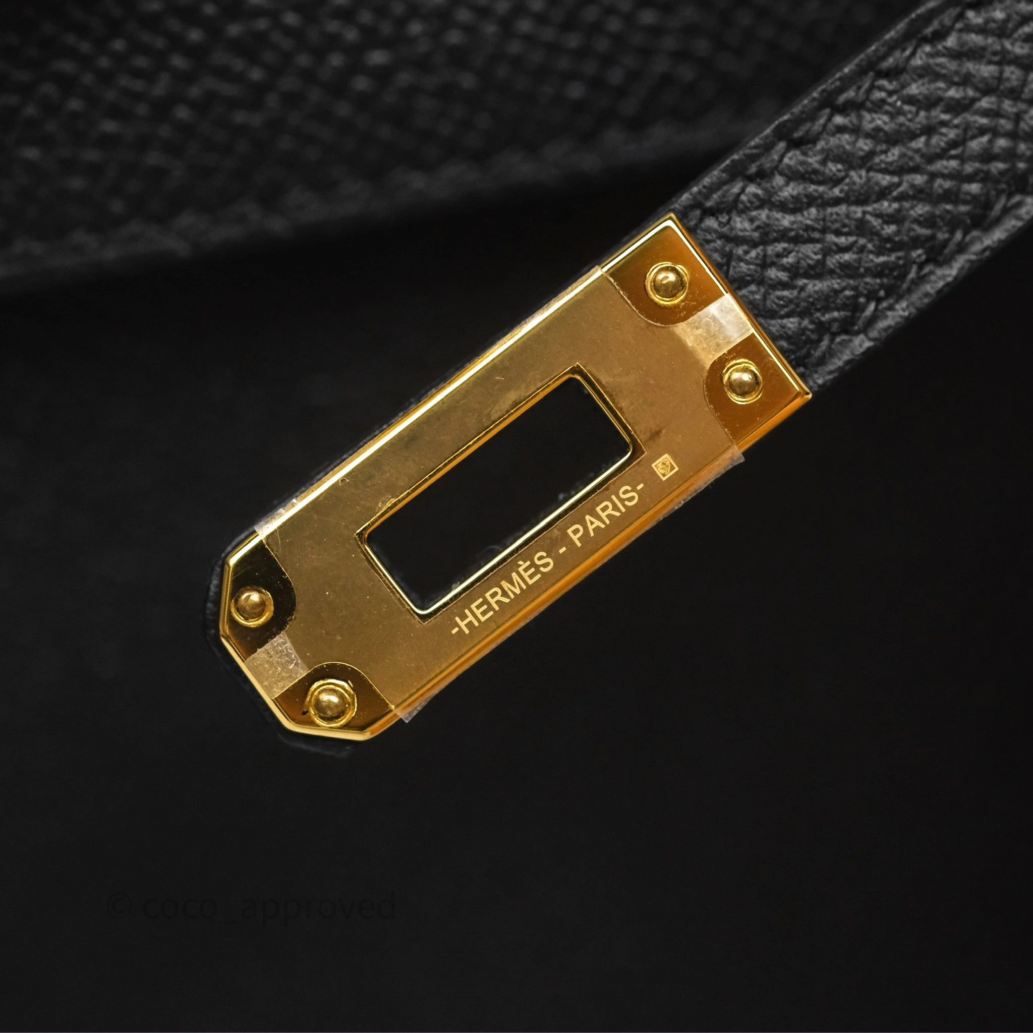 Herms Sellier Kelly 25 Black Noir 89 Epsom Gold Hardware