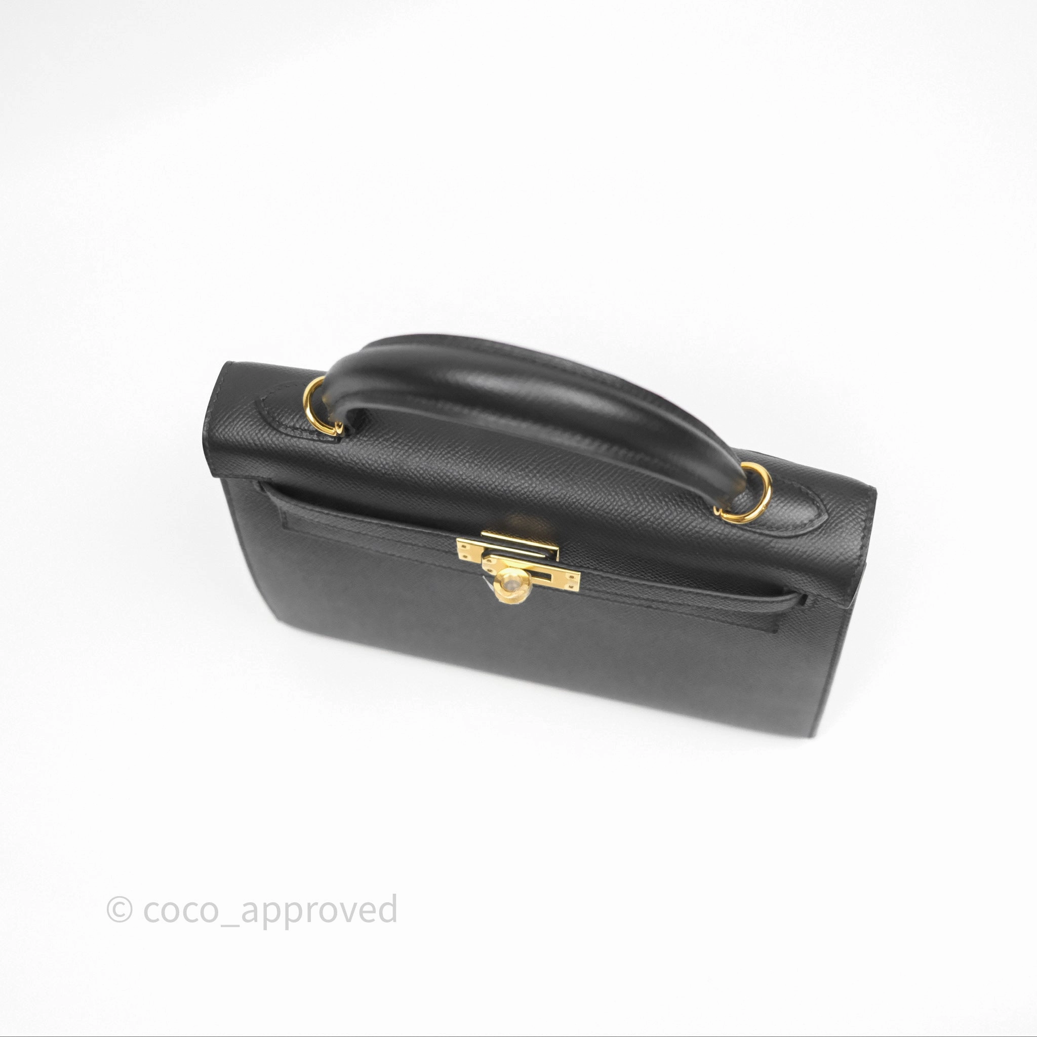 Herms Sellier Kelly 25 Black Noir 89 Epsom Gold Hardware