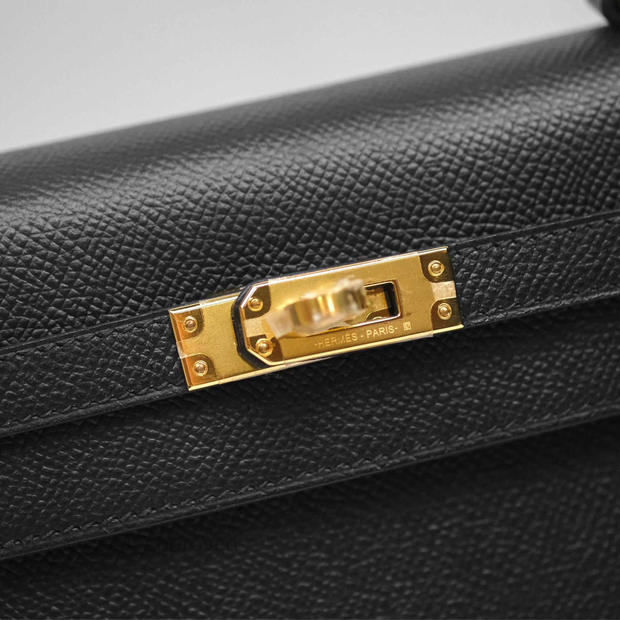 Herms Sellier Kelly 25 Black Noir 89 Epsom Gold Hardware