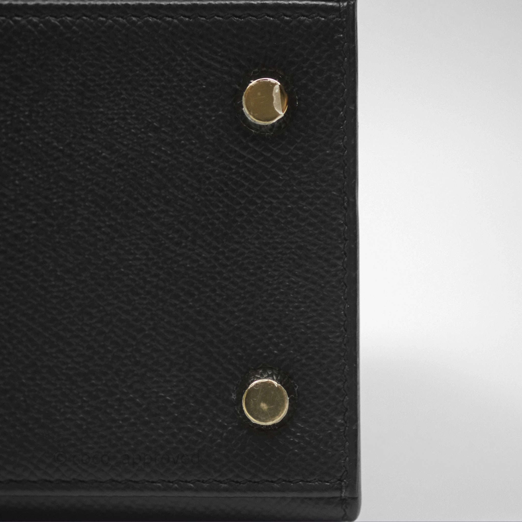 Herms Sellier Kelly 25 Black Noir 89 Epsom Gold Hardware