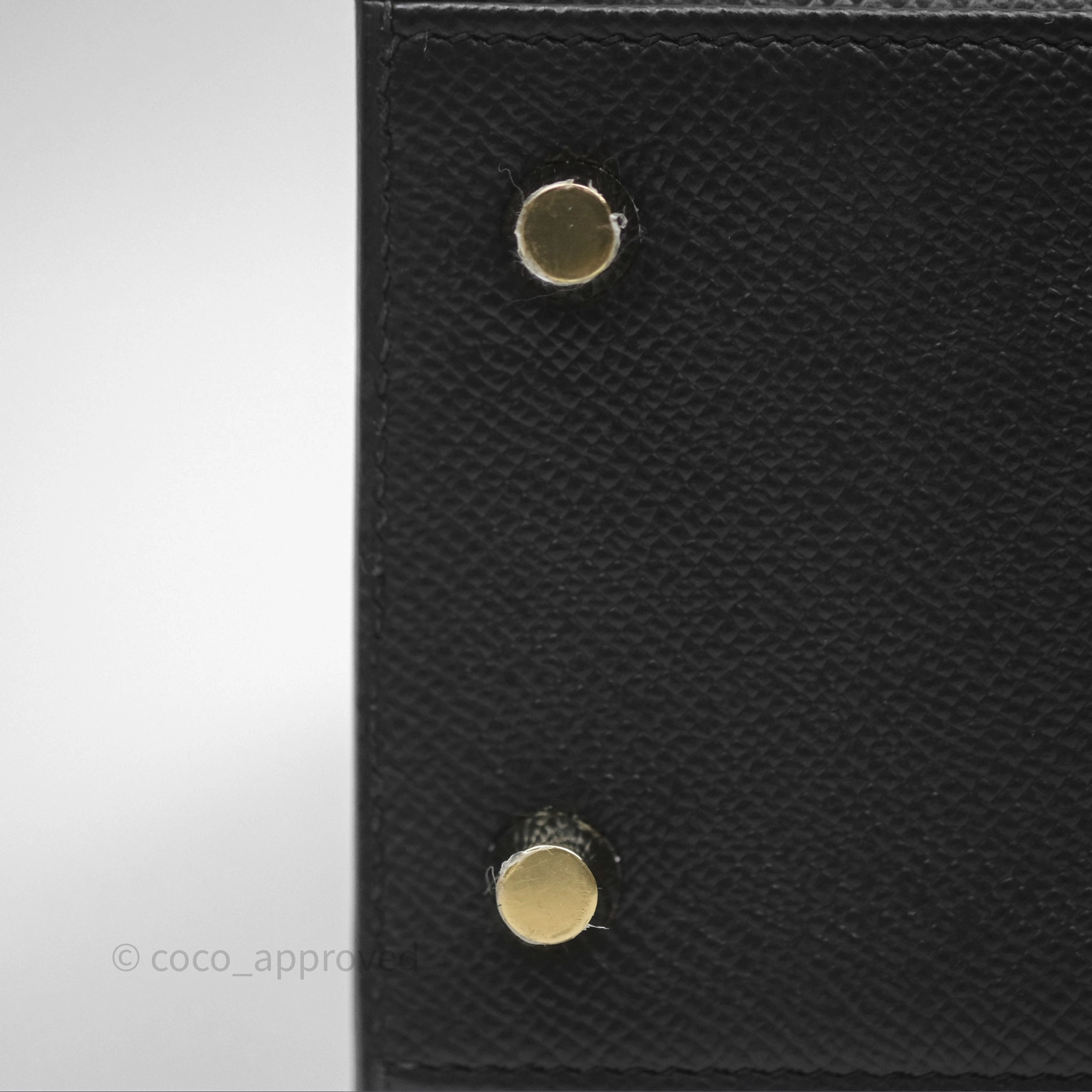 Herms Sellier Kelly 25 Black Noir 89 Epsom Gold Hardware