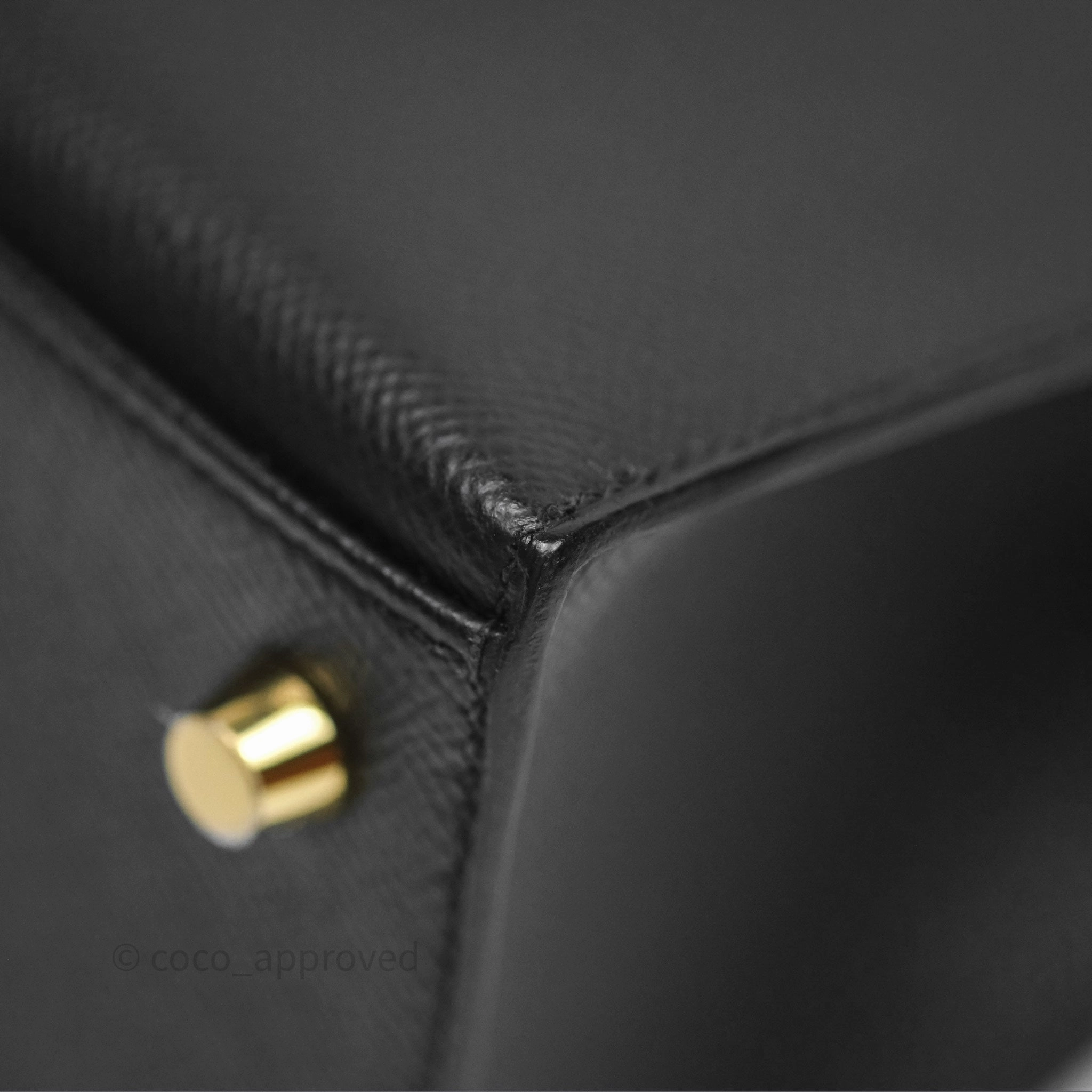 Herms Sellier Kelly 25 Black Noir 89 Epsom Gold Hardware