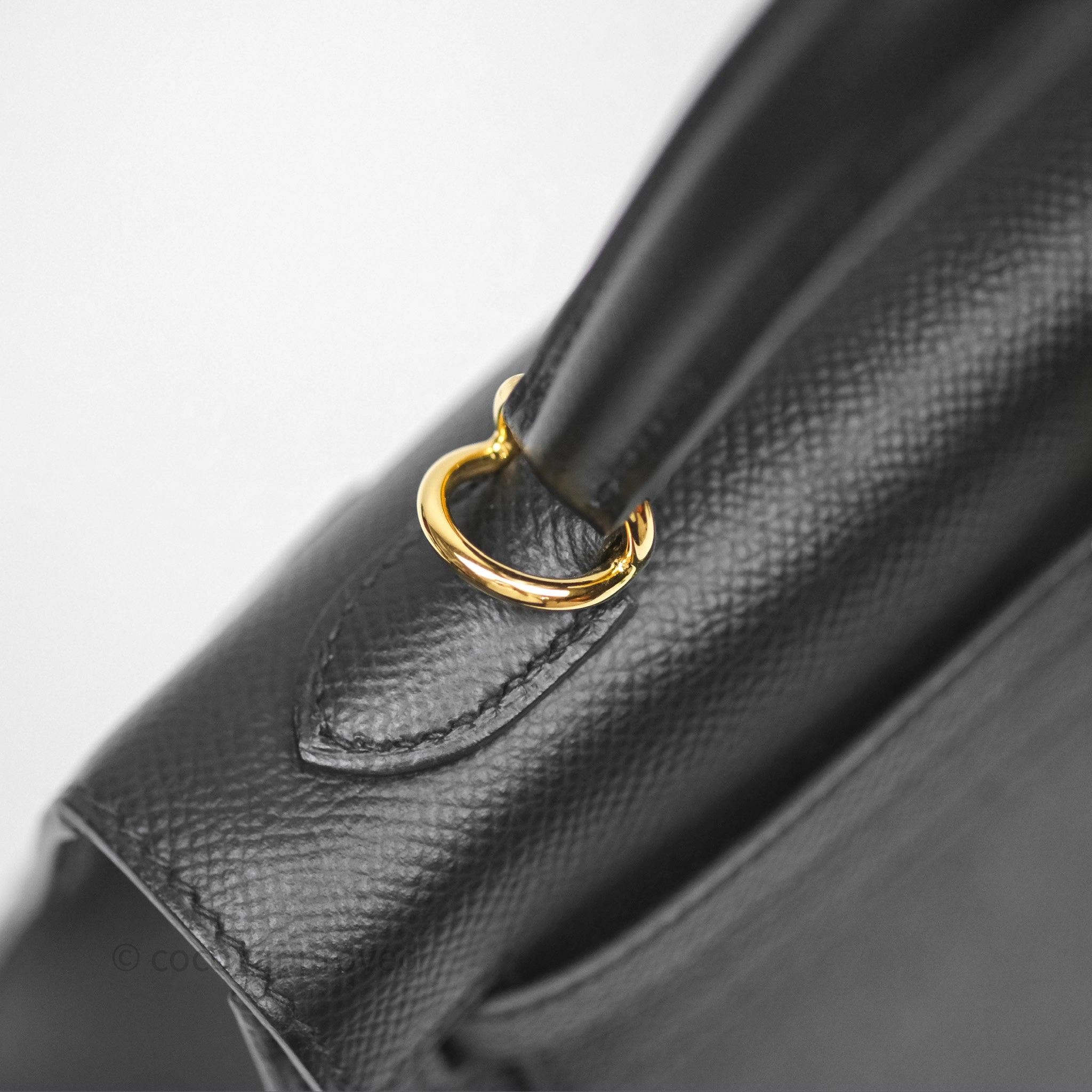 Herms Sellier Kelly 25 Black Noir 89 Epsom Gold Hardware