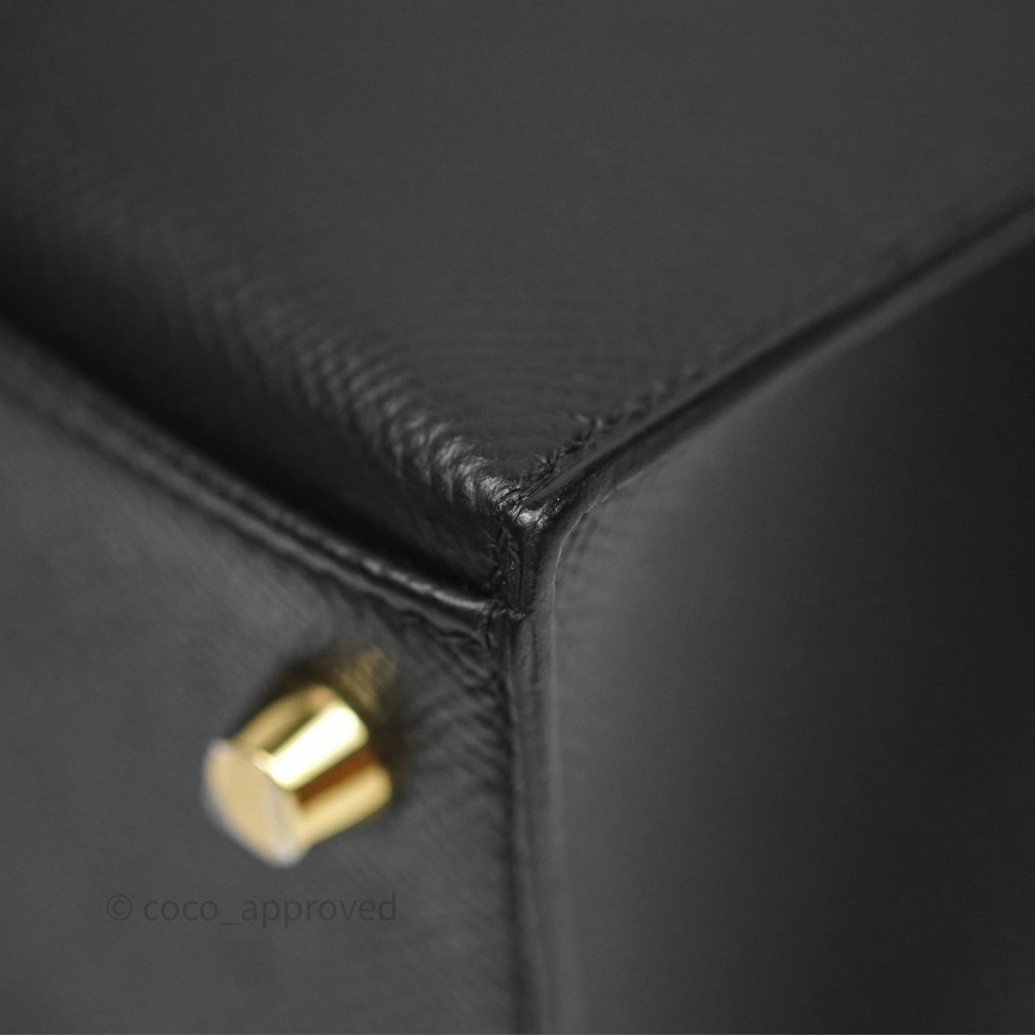 Herms Sellier Kelly 25 Black Noir 89 Epsom Gold Hardware