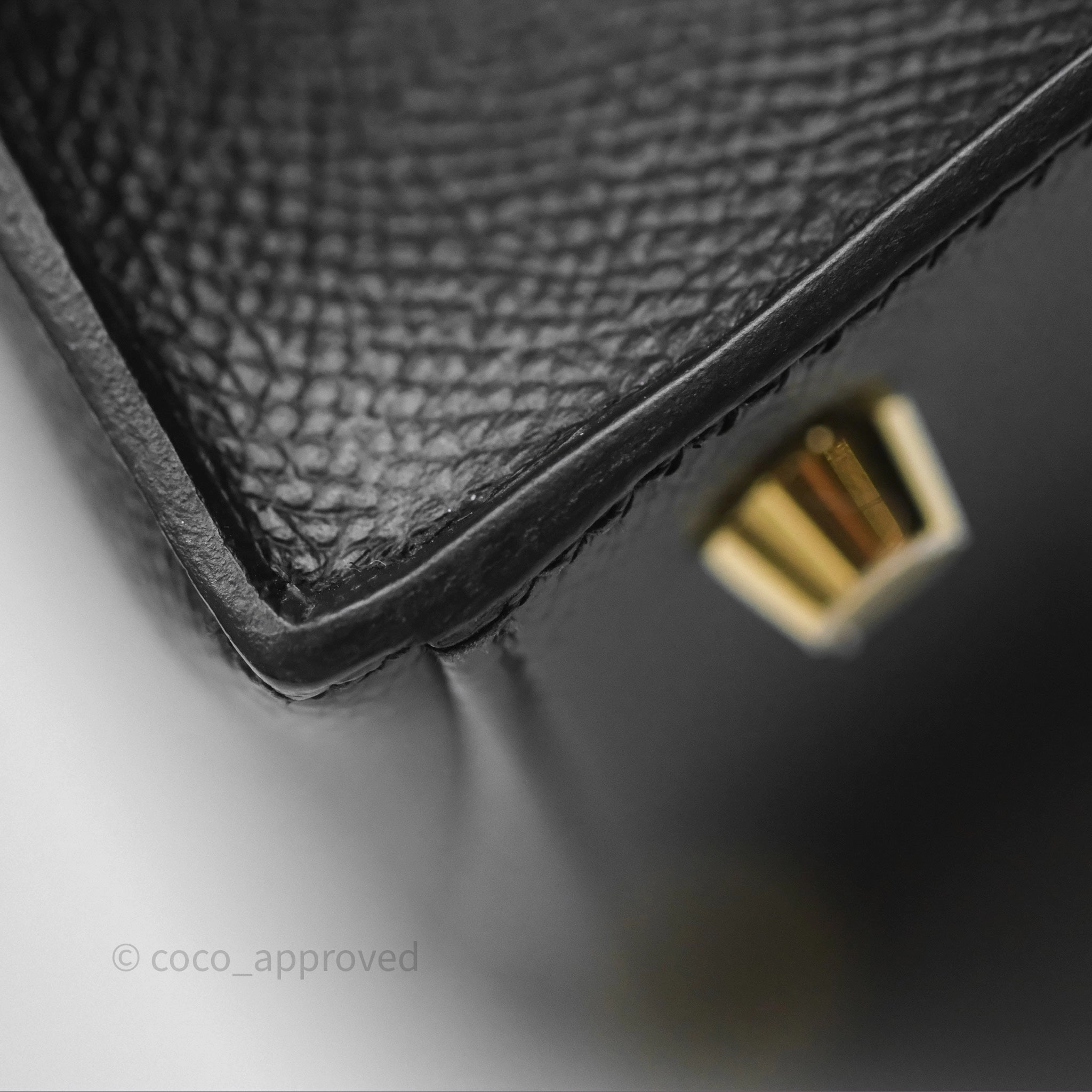 Herms Sellier Kelly 25 Black Noir 89 Epsom Gold Hardware