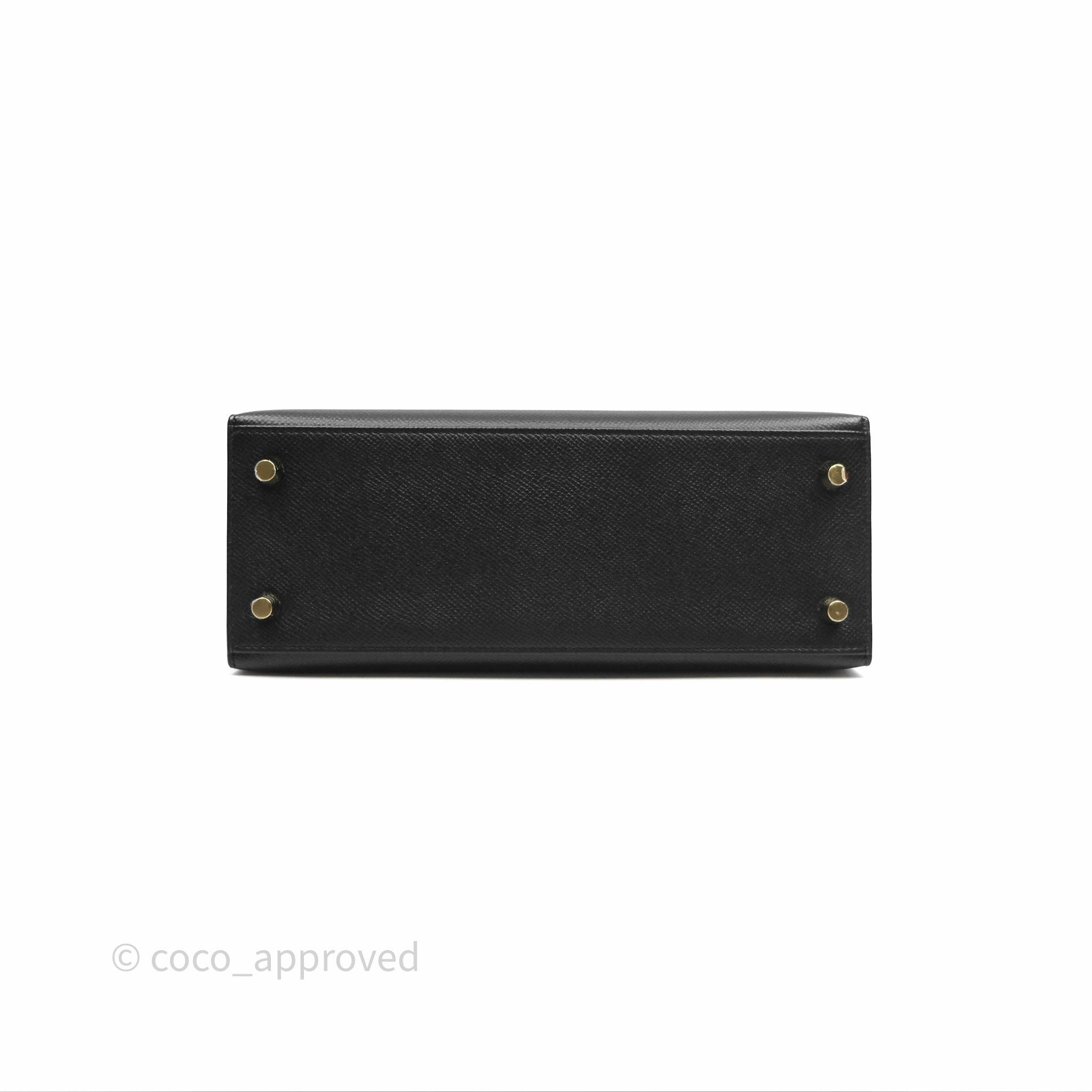 Herms Sellier Kelly 25 Black Noir 89 Epsom Gold Hardware