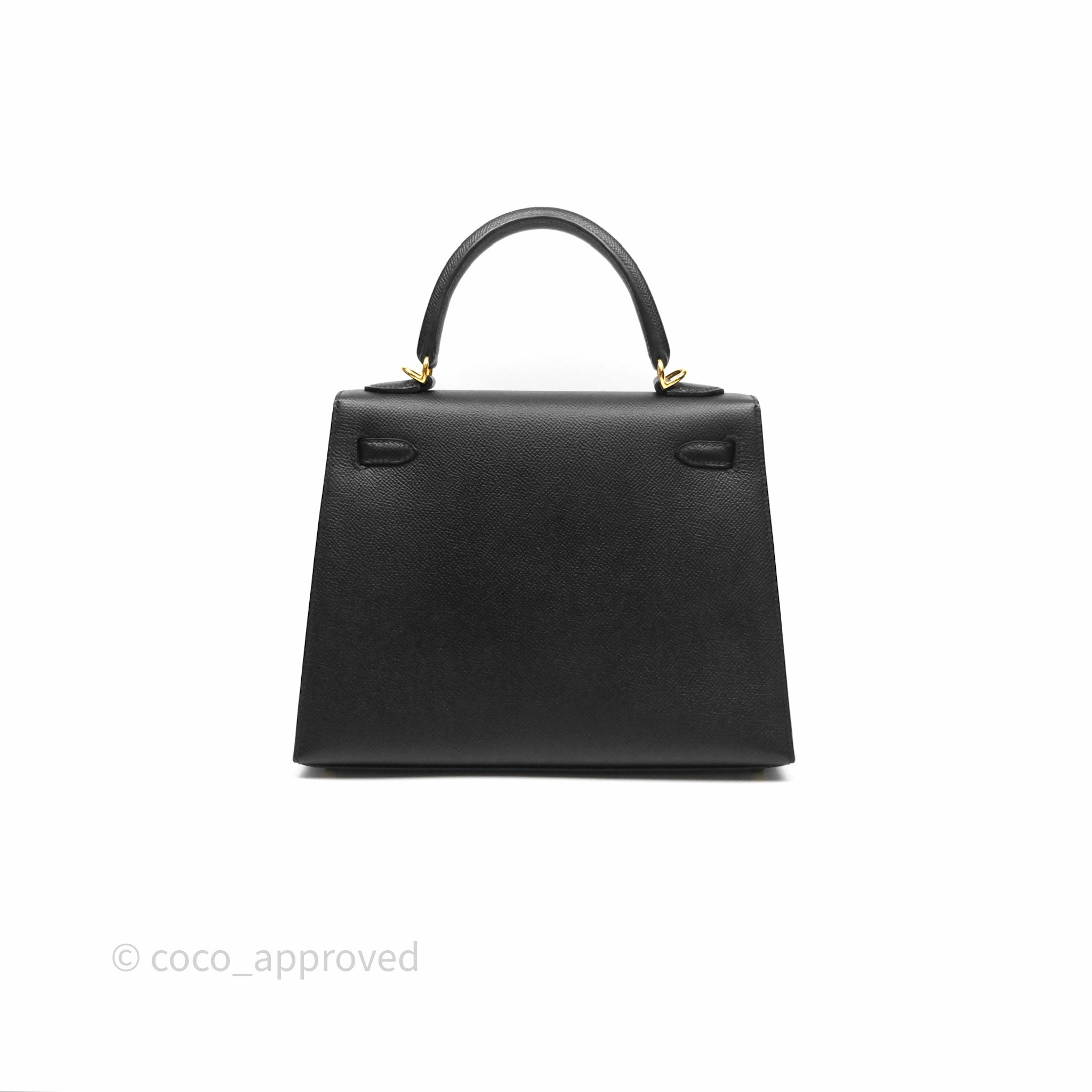 Herms Sellier Kelly 25 Black Noir 89 Epsom Gold Hardware