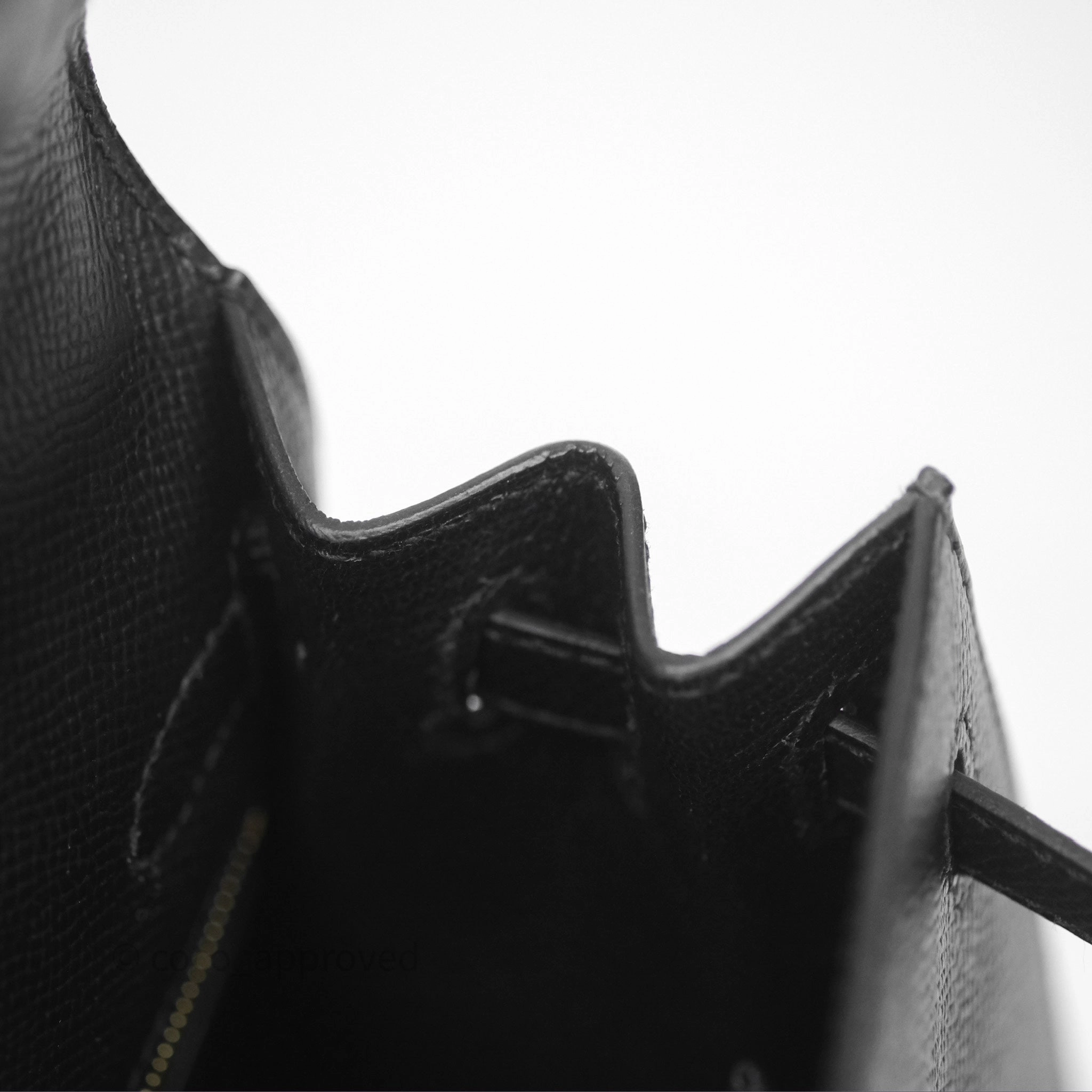 Herms Sellier Kelly 25 Black Noir 89 Epsom Gold Hardware