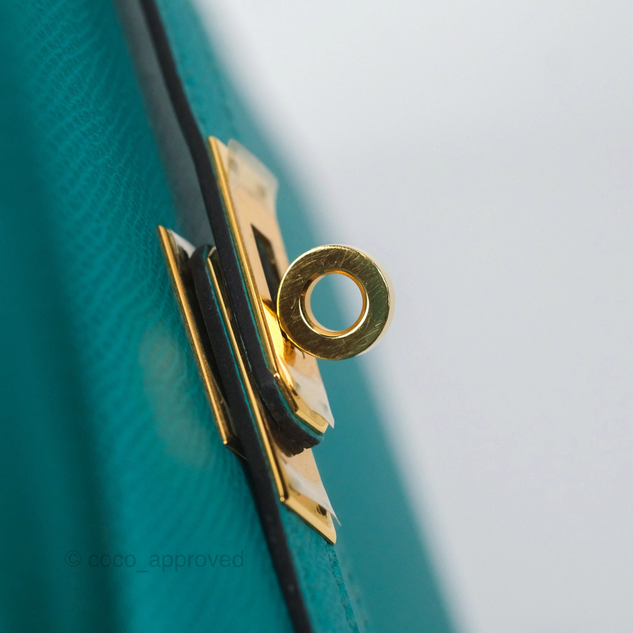 Herms Sellier Kelly 25 Bleu Paon 7F Epsom Gold Hardware