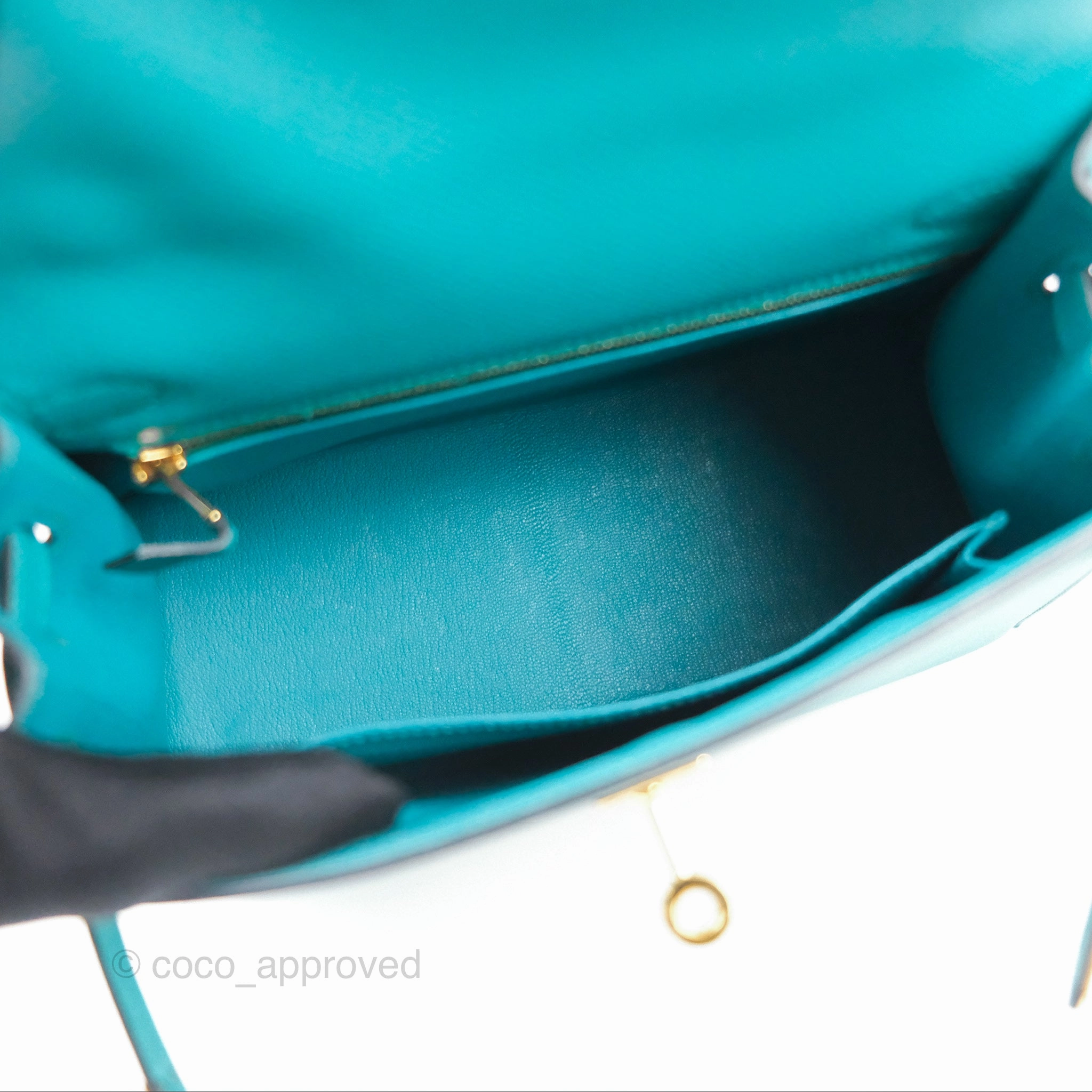 Herms Sellier Kelly 25 Bleu Paon 7F Epsom Gold Hardware