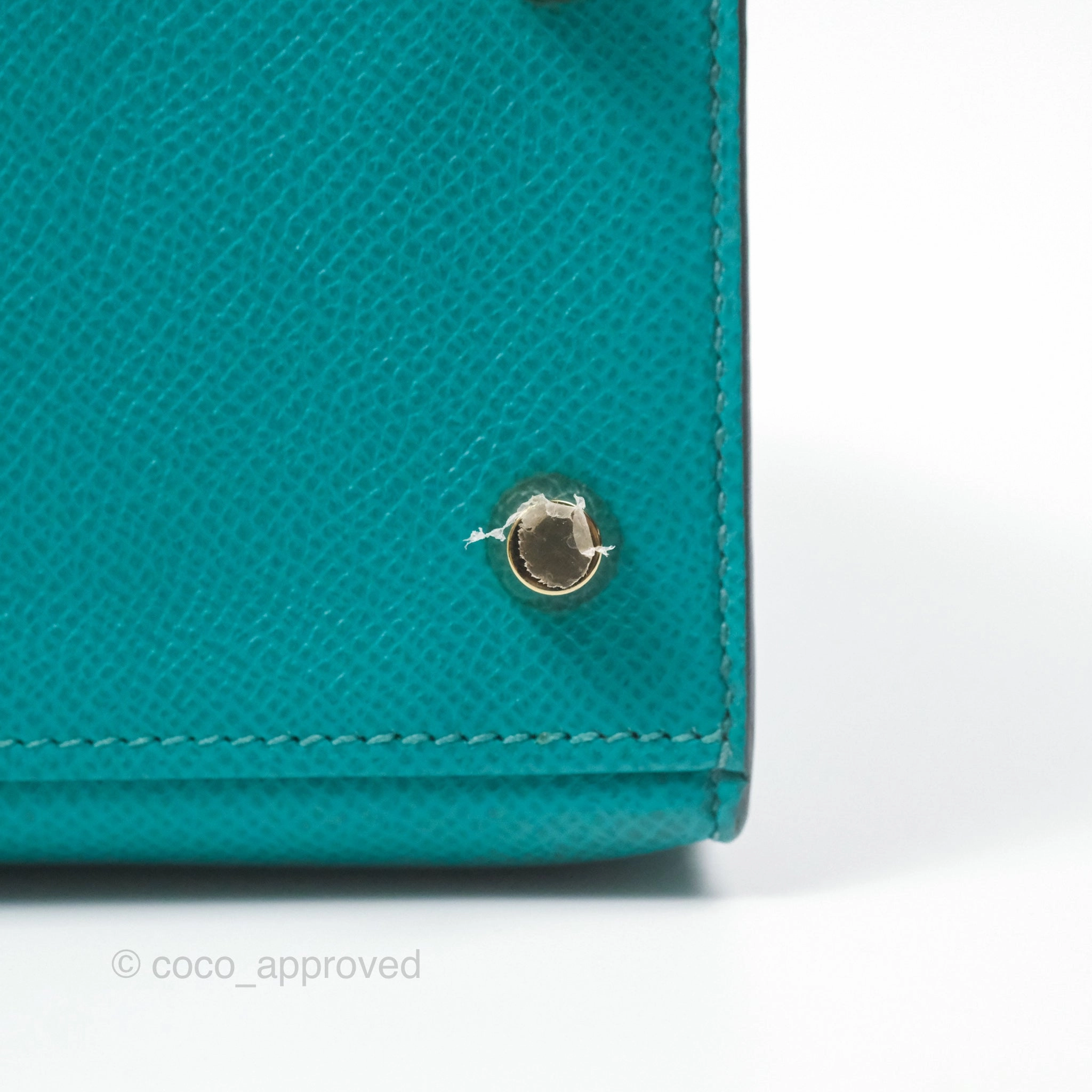 Herms Sellier Kelly 25 Bleu Paon 7F Epsom Gold Hardware