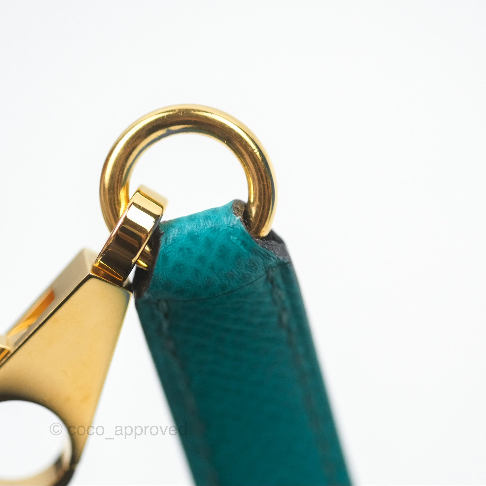 Herms Sellier Kelly 25 Bleu Paon 7F Epsom Gold Hardware