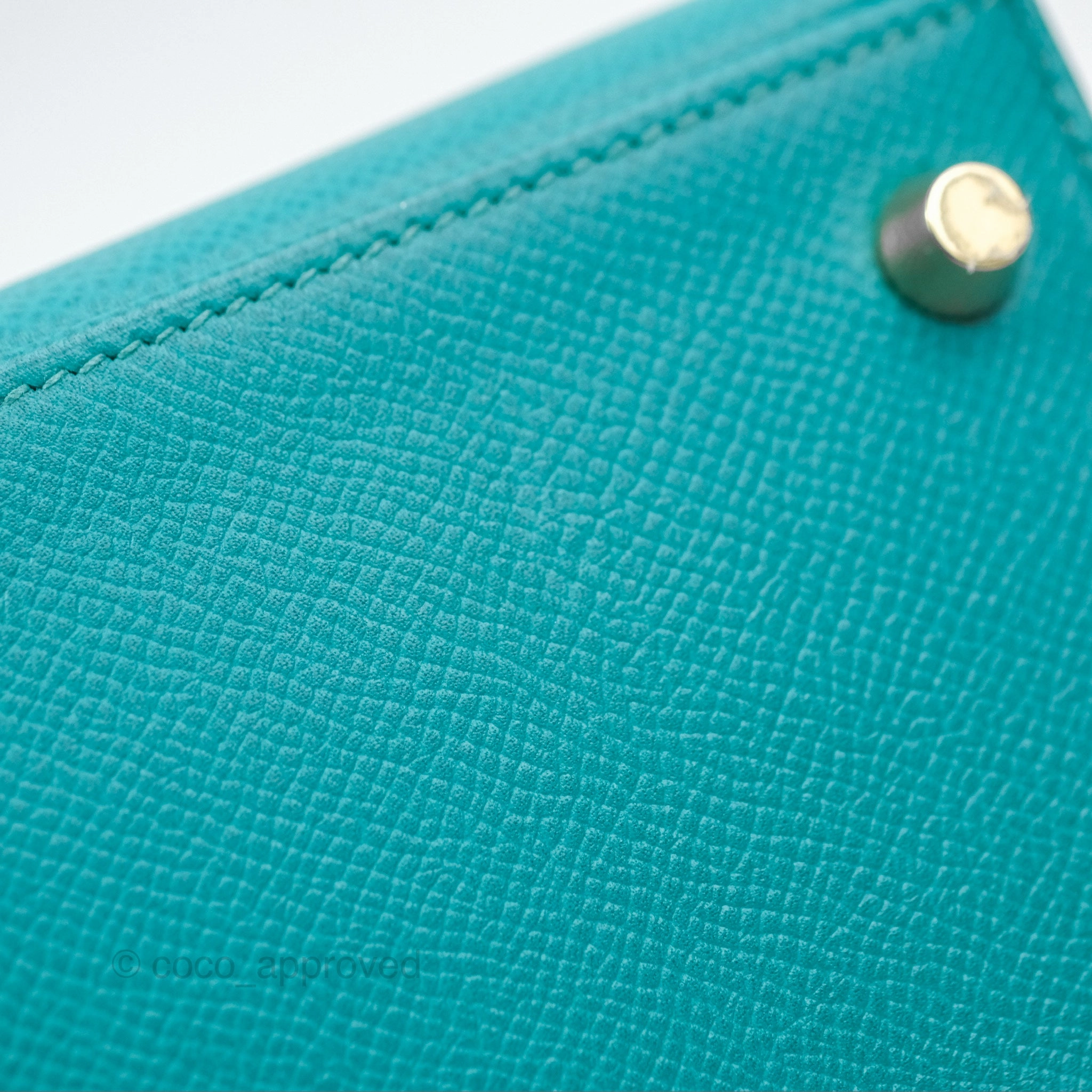 Herms Sellier Kelly 25 Bleu Paon 7F Epsom Gold Hardware