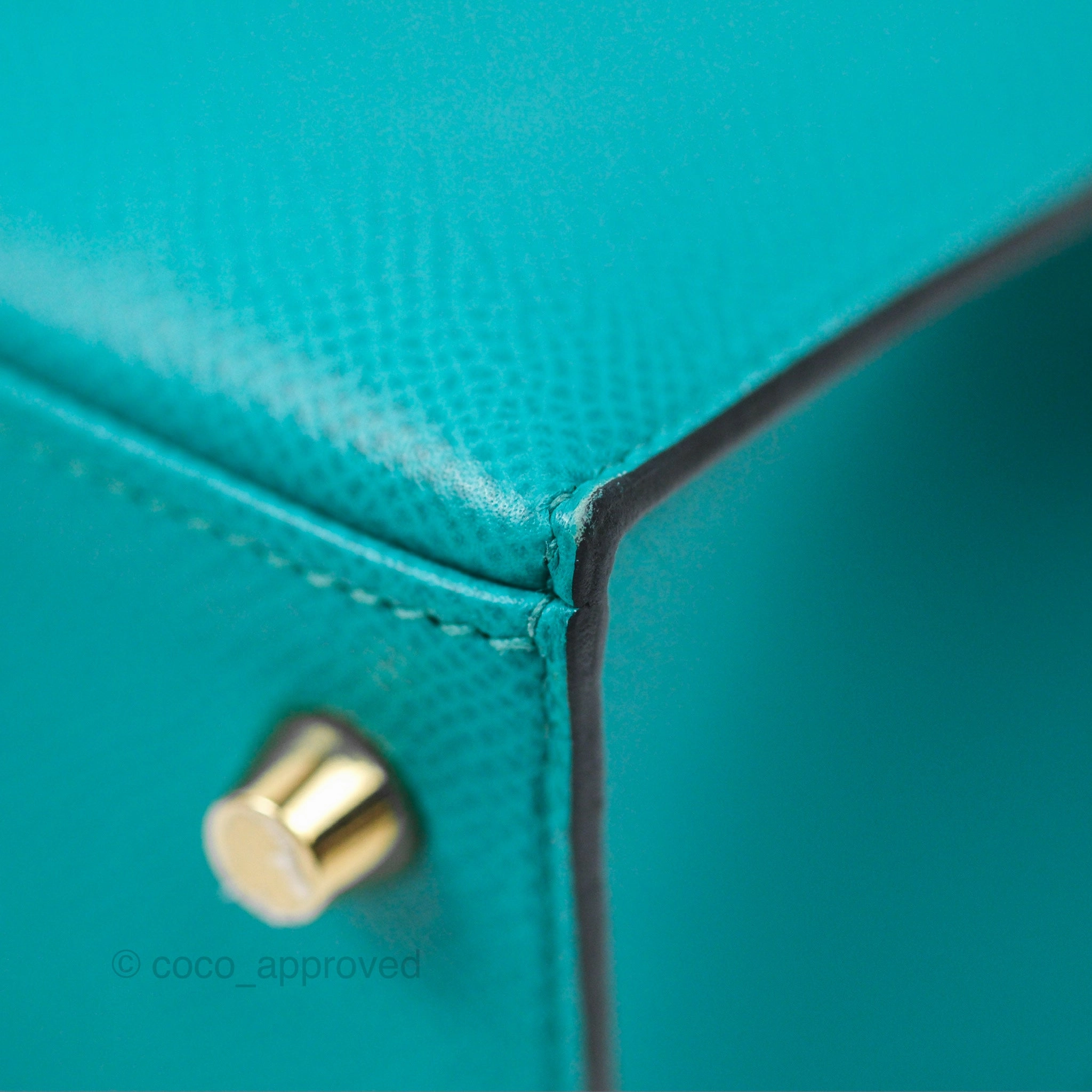 Herms Sellier Kelly 25 Bleu Paon 7F Epsom Gold Hardware