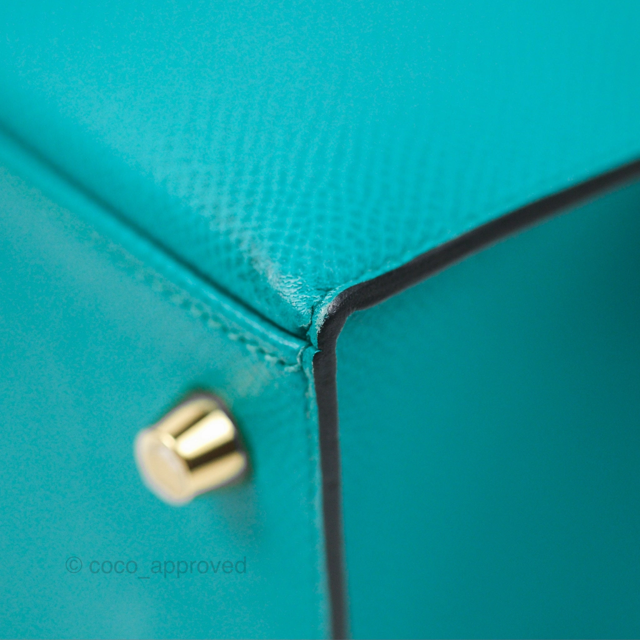 Herms Sellier Kelly 25 Bleu Paon 7F Epsom Gold Hardware