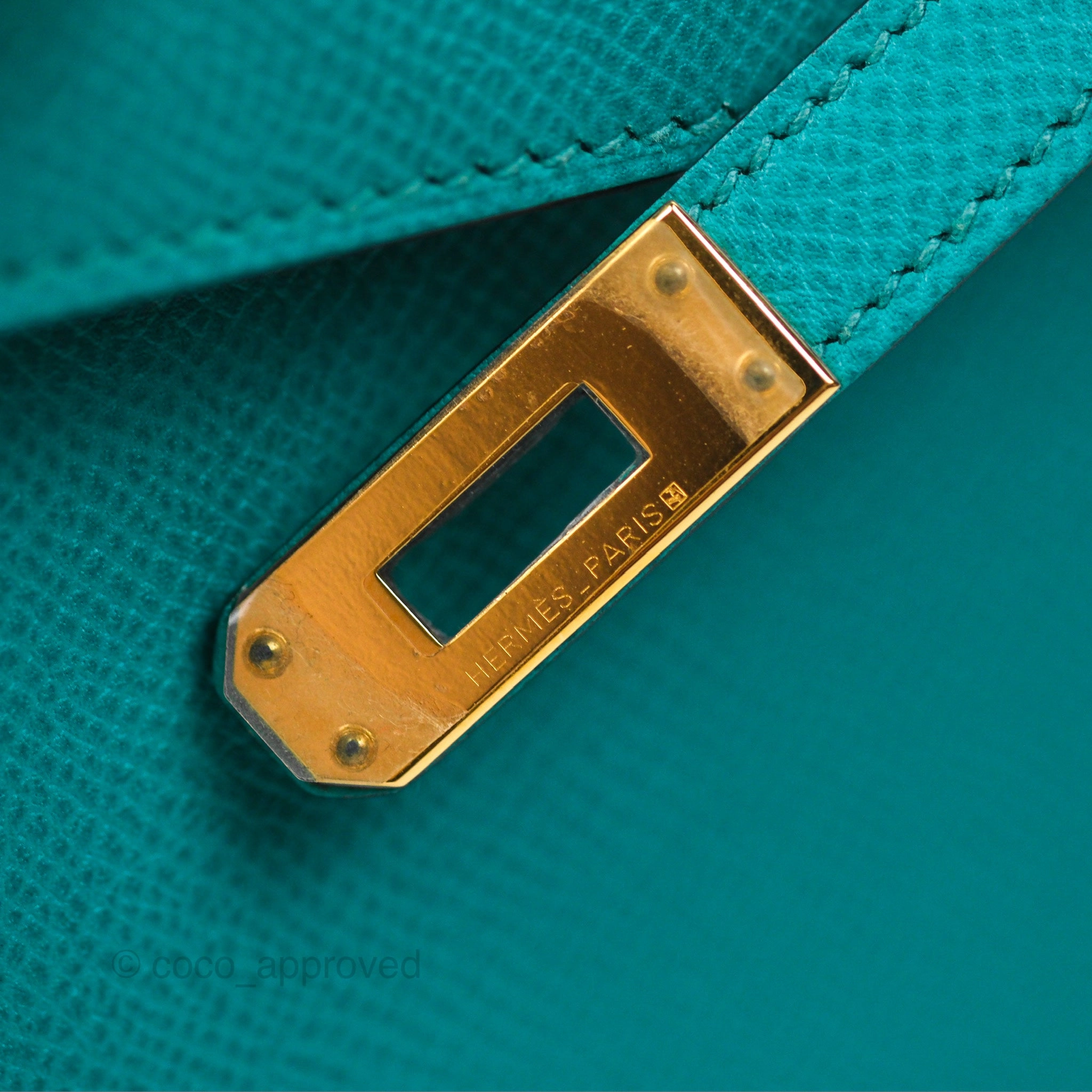 Herms Sellier Kelly 25 Bleu Paon 7F Epsom Gold Hardware