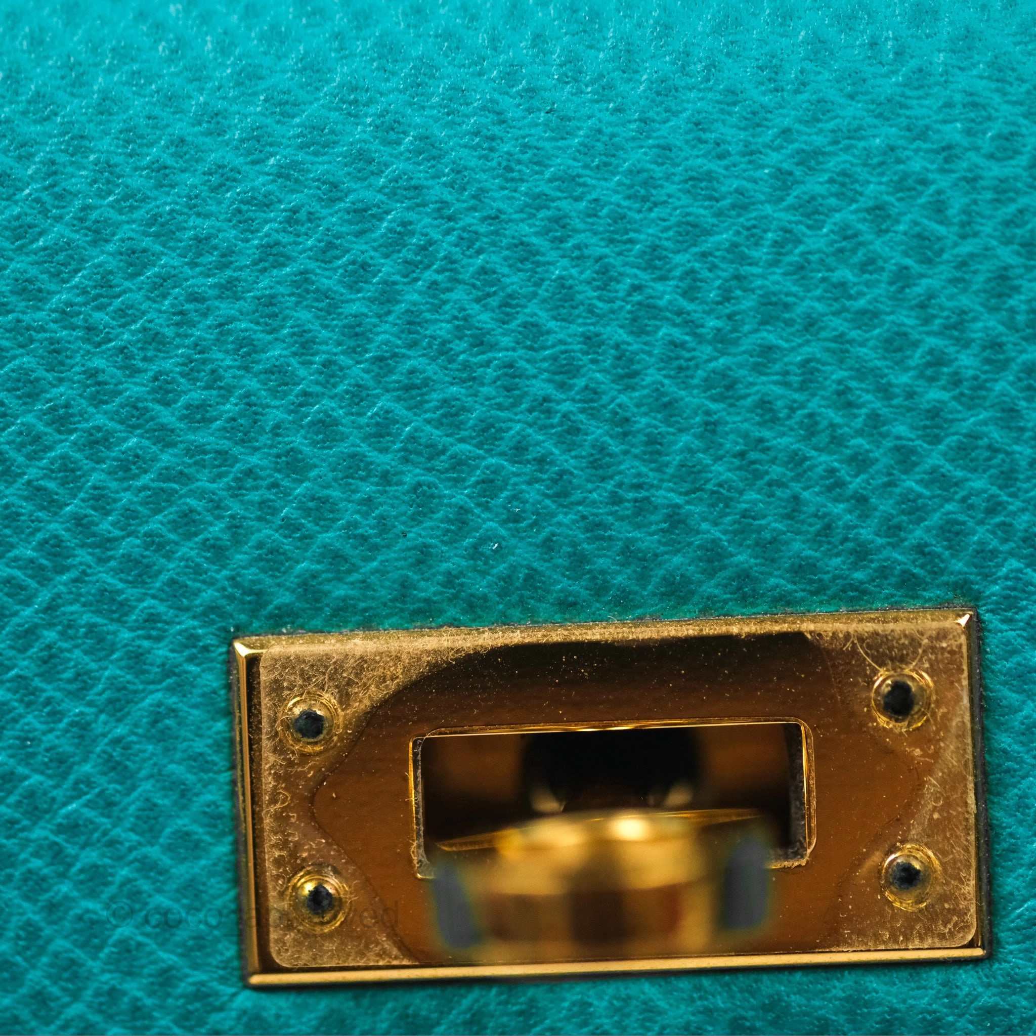 Herms Sellier Kelly 25 Bleu Paon 7F Epsom Gold Hardware