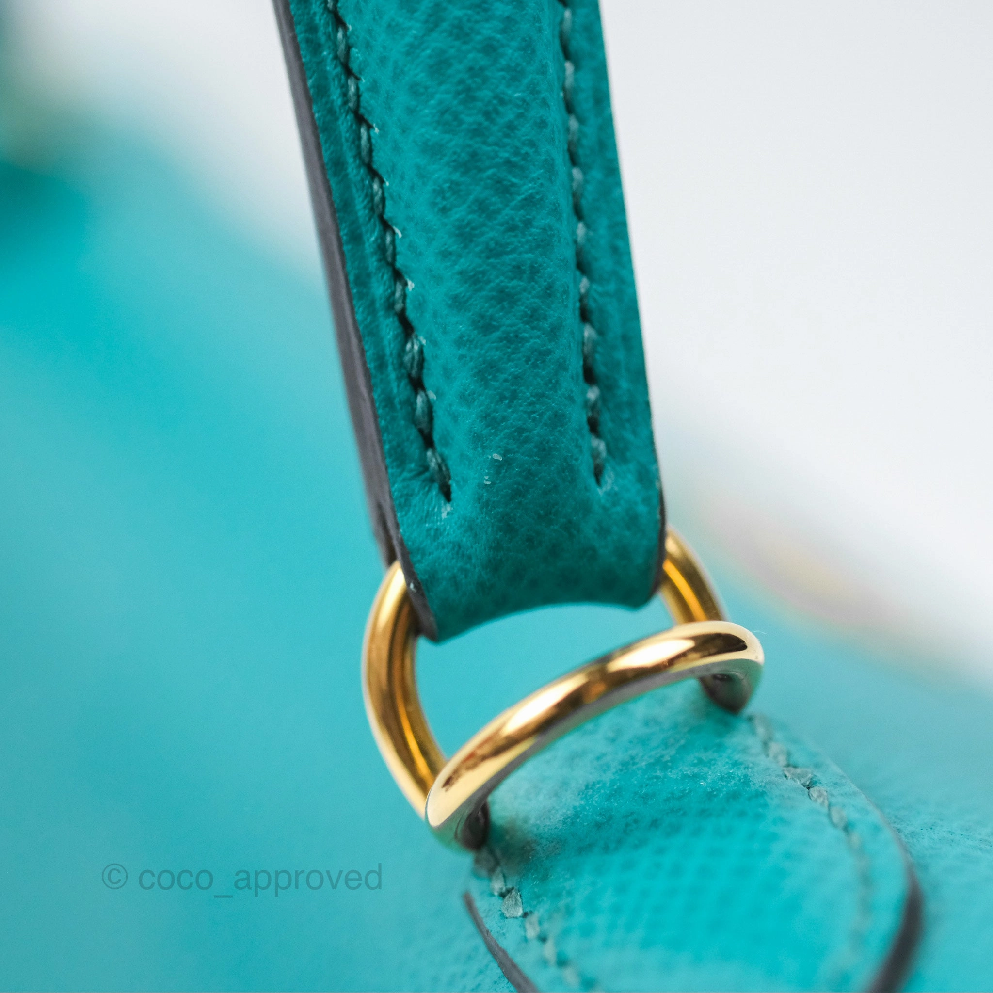 Herms Sellier Kelly 25 Bleu Paon 7F Epsom Gold Hardware
