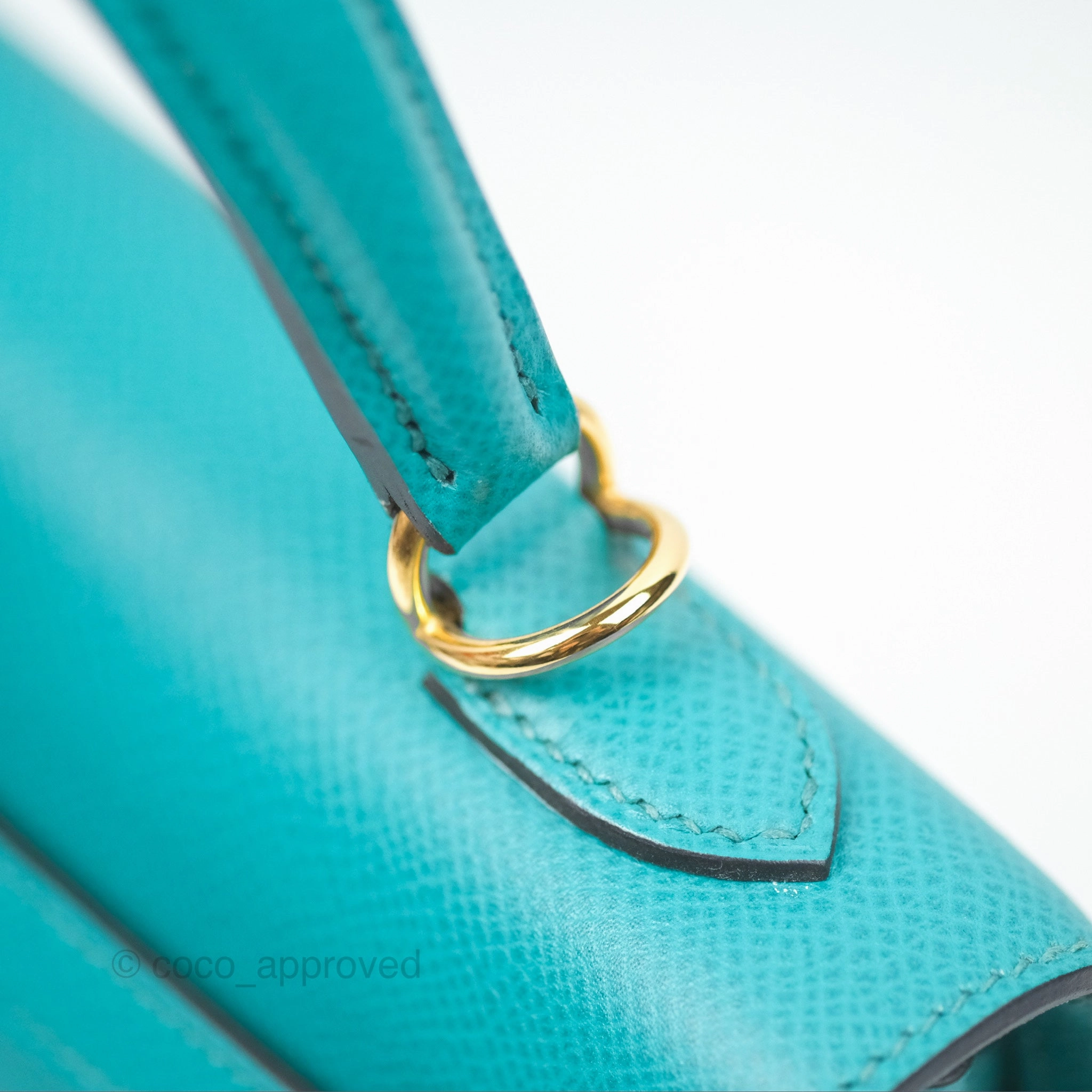 Herms Sellier Kelly 25 Bleu Paon 7F Epsom Gold Hardware