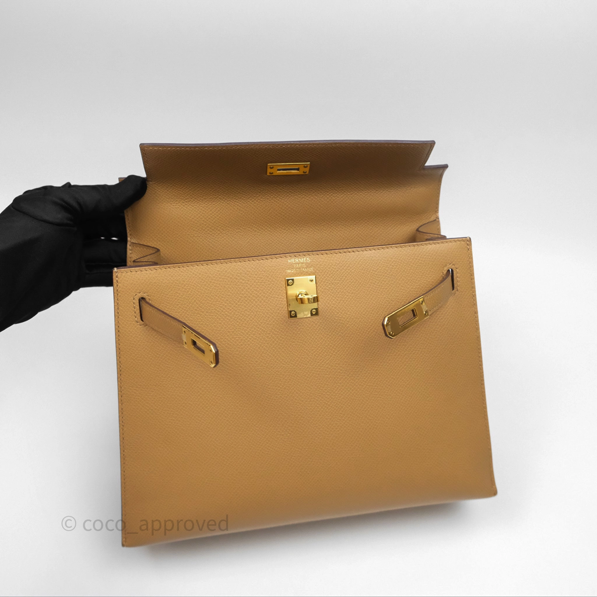 Herms Sellier Kelly 25 Chai 0M Epsom Gold Hardware