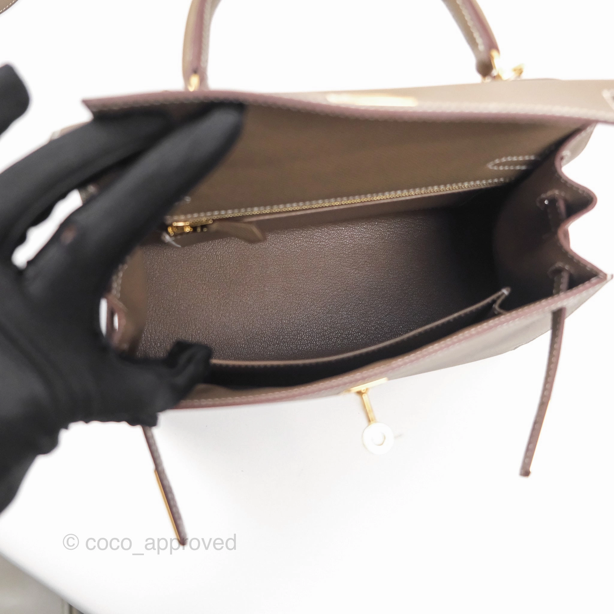 Herms Sellier Kelly 25 Etoupe 18 Epsom Gold Hardware
