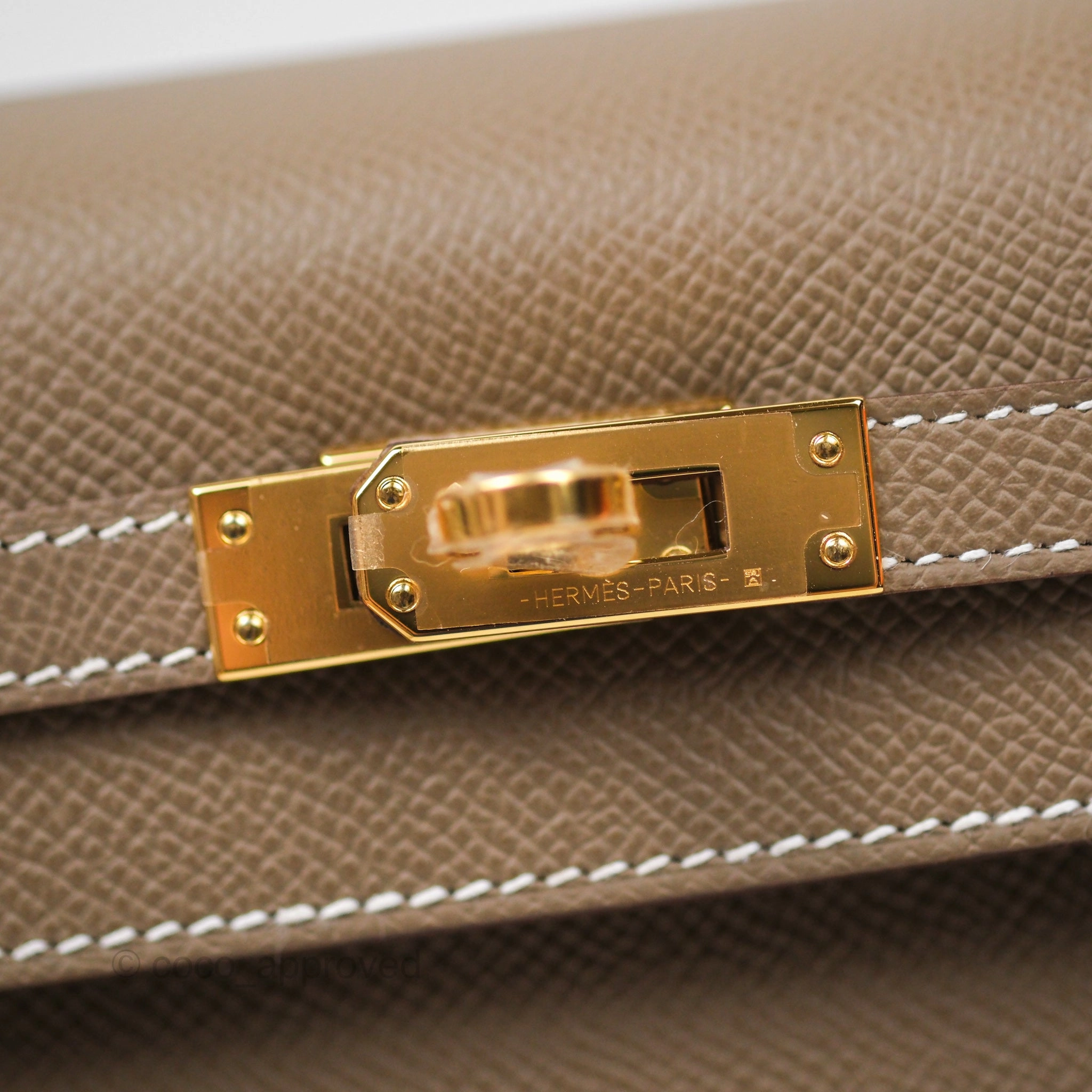 Herms Sellier Kelly 25 Etoupe 18 Epsom Gold Hardware