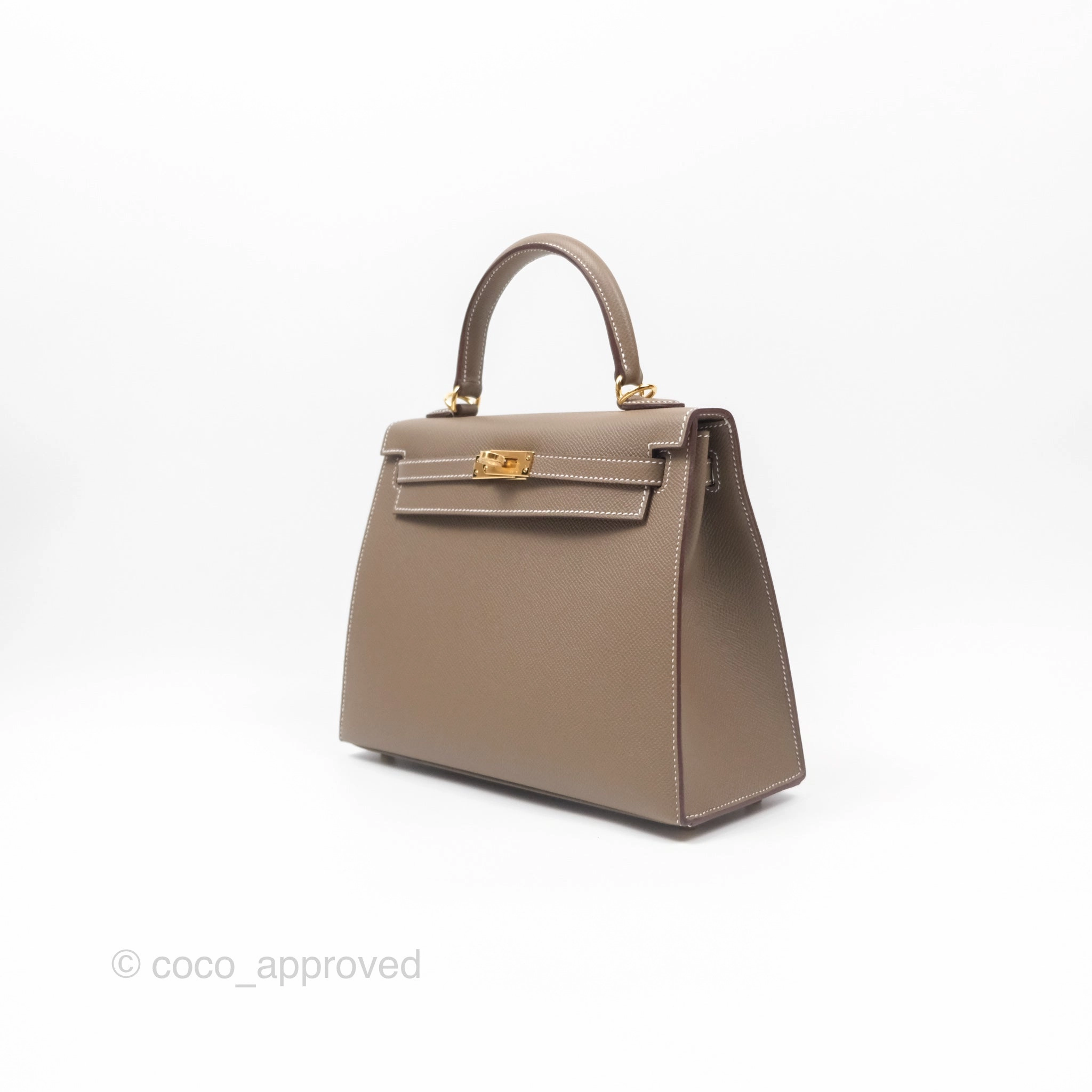 Herms Sellier Kelly 25 Etoupe 18 Epsom Gold Hardware