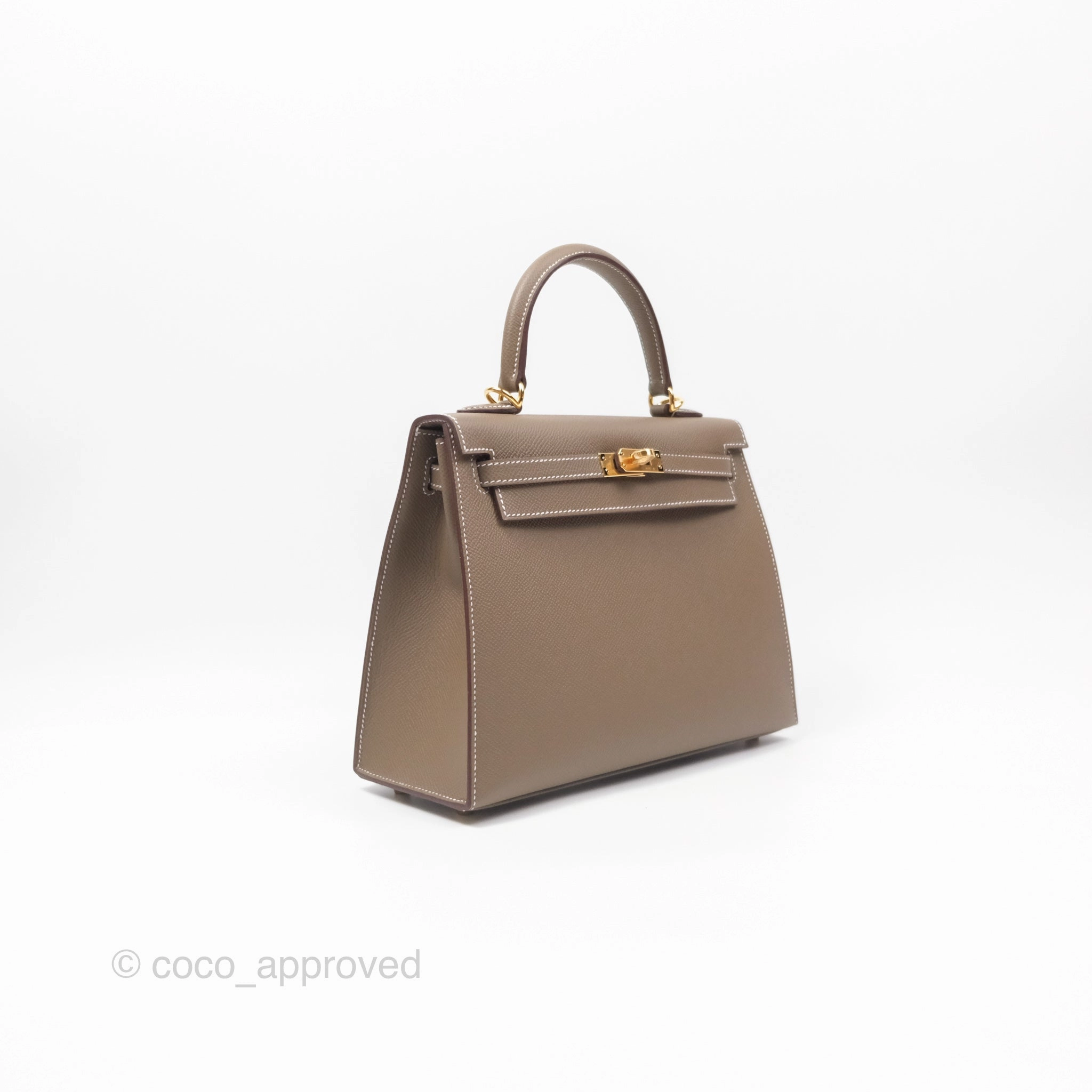 Herms Sellier Kelly 25 Etoupe 18 Epsom Gold Hardware