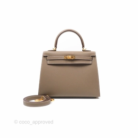 Herms Sellier Kelly 25 Etoupe 18 Epsom Gold Hardware
