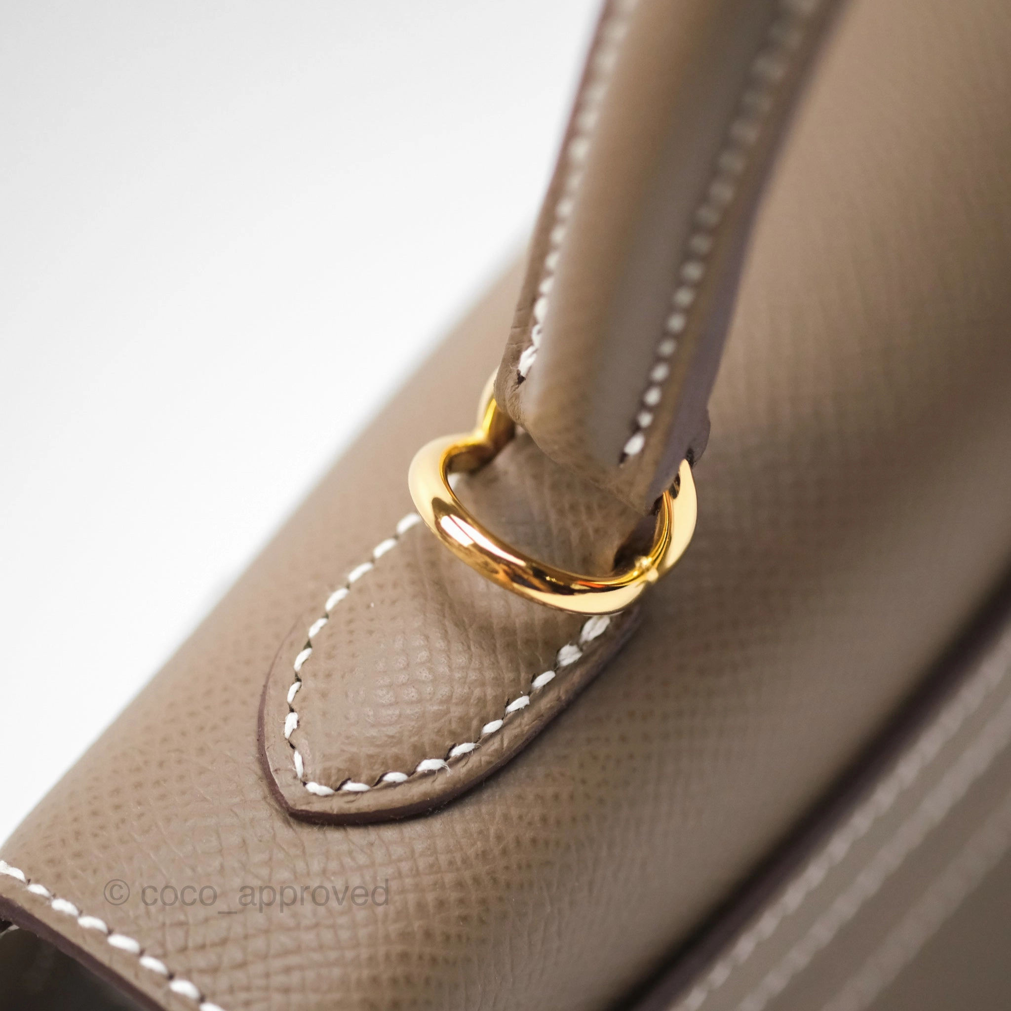 Herms Sellier Kelly 25 Etoupe 18 Epsom Gold Hardware