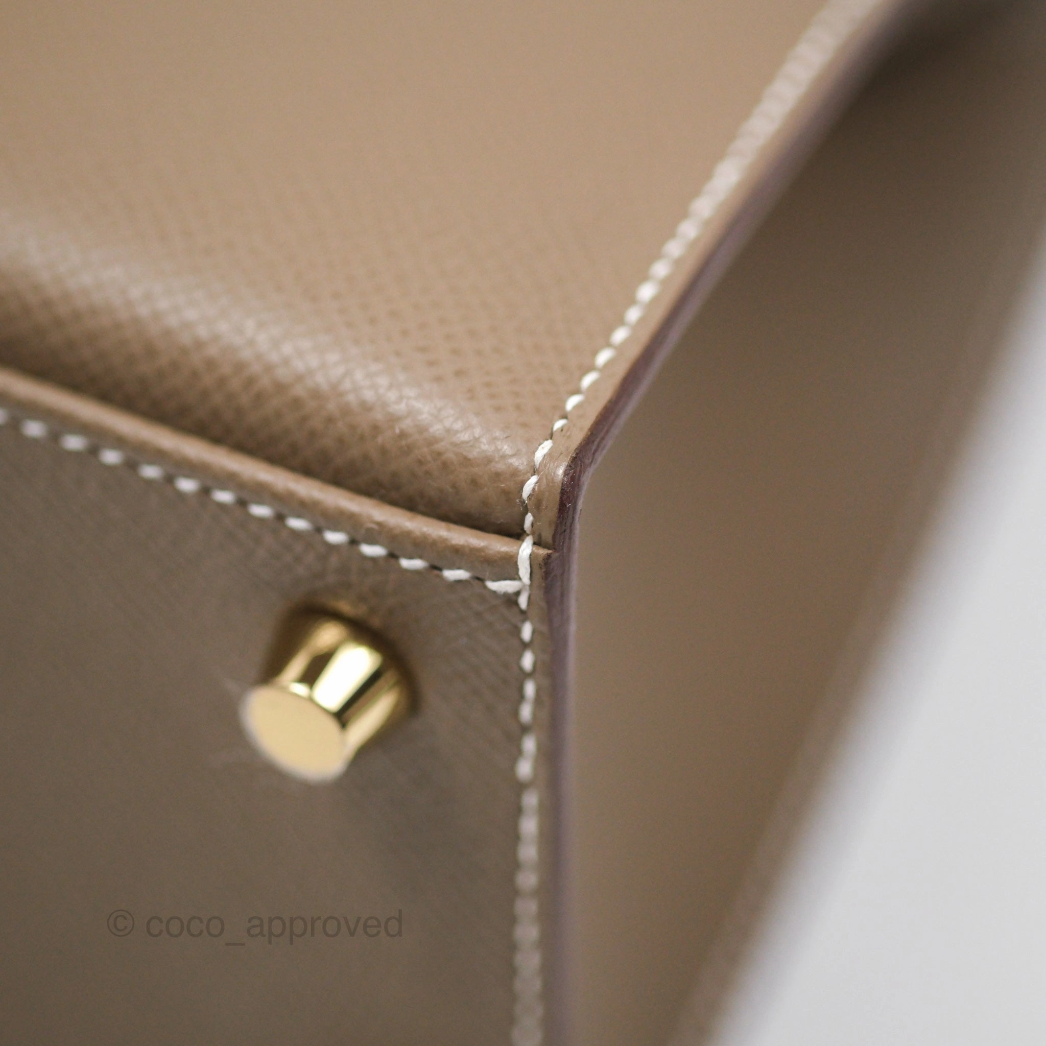 Herms Sellier Kelly 25 Etoupe 18 Epsom Gold Hardware