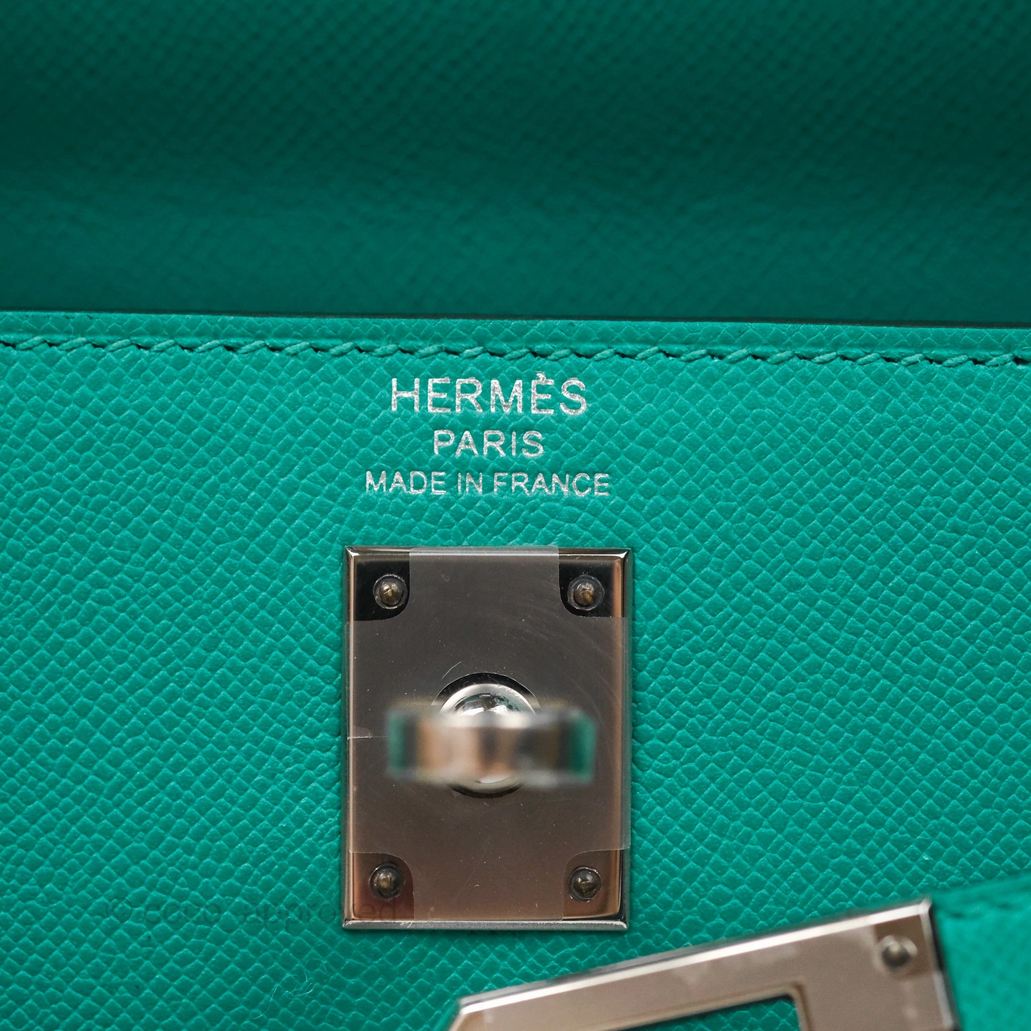 Herms Sellier Kelly 25 Madame Leather Vert Verone U1/ Bleu De Prusse 7P Palladium Hardware