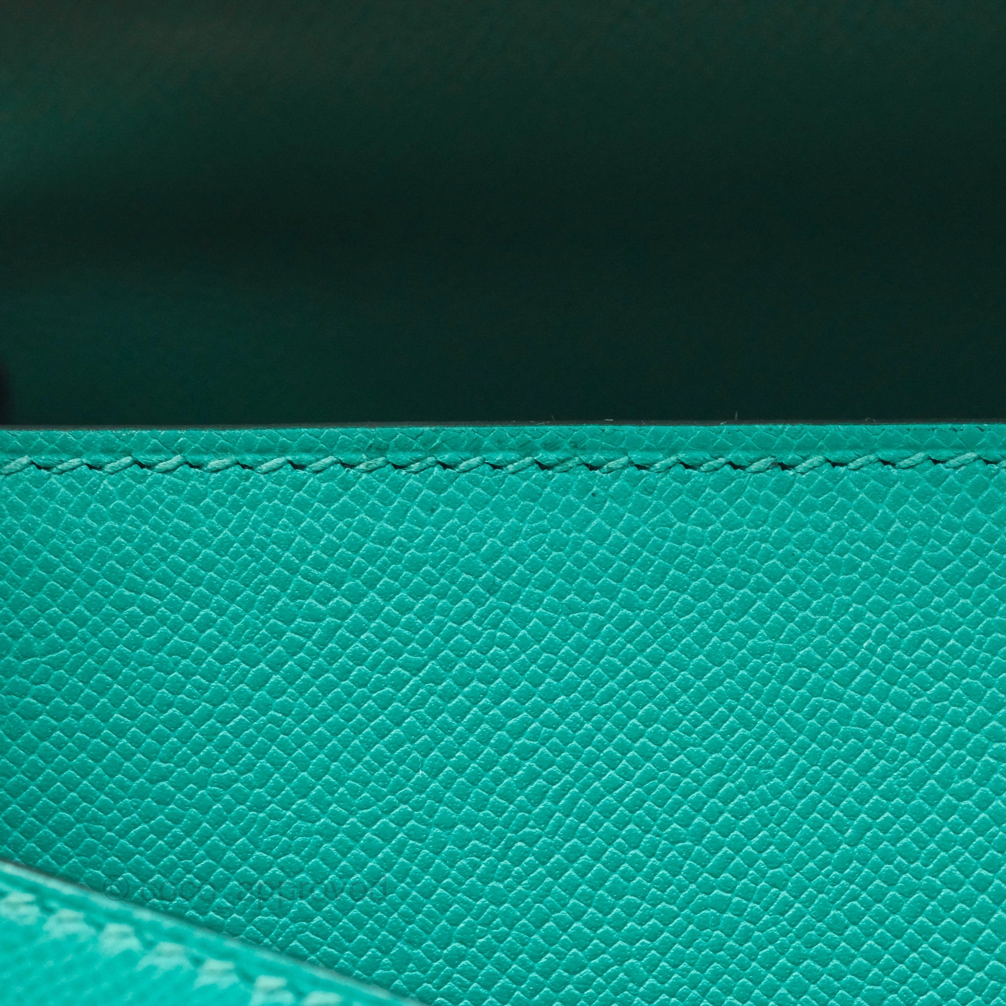 Herms Sellier Kelly 25 Madame Leather Vert Verone U1/ Bleu De Prusse 7P Palladium Hardware